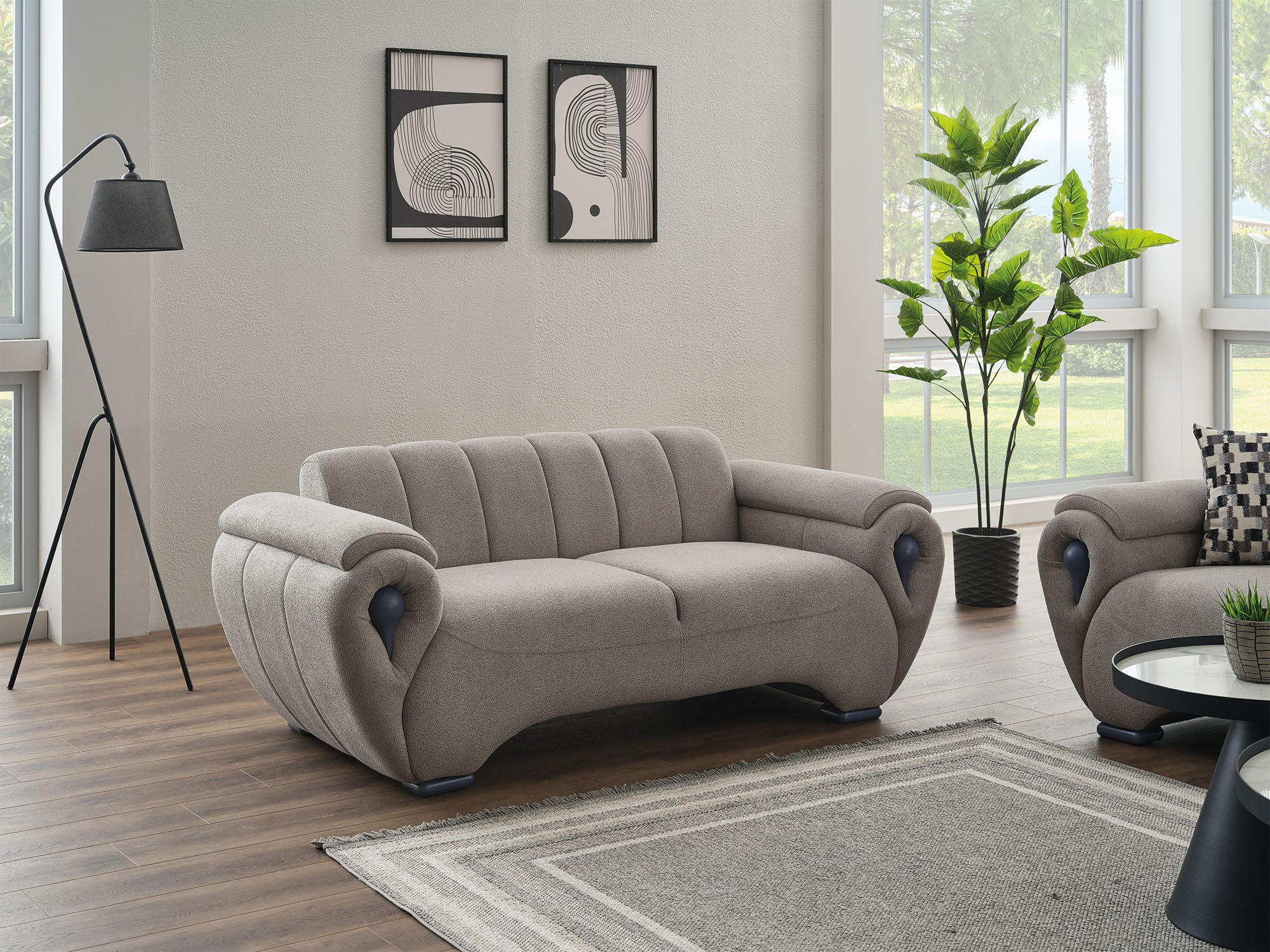 Damla 3-pieces (Sofa & Loveseat & Chair) Livingroom Set Cream