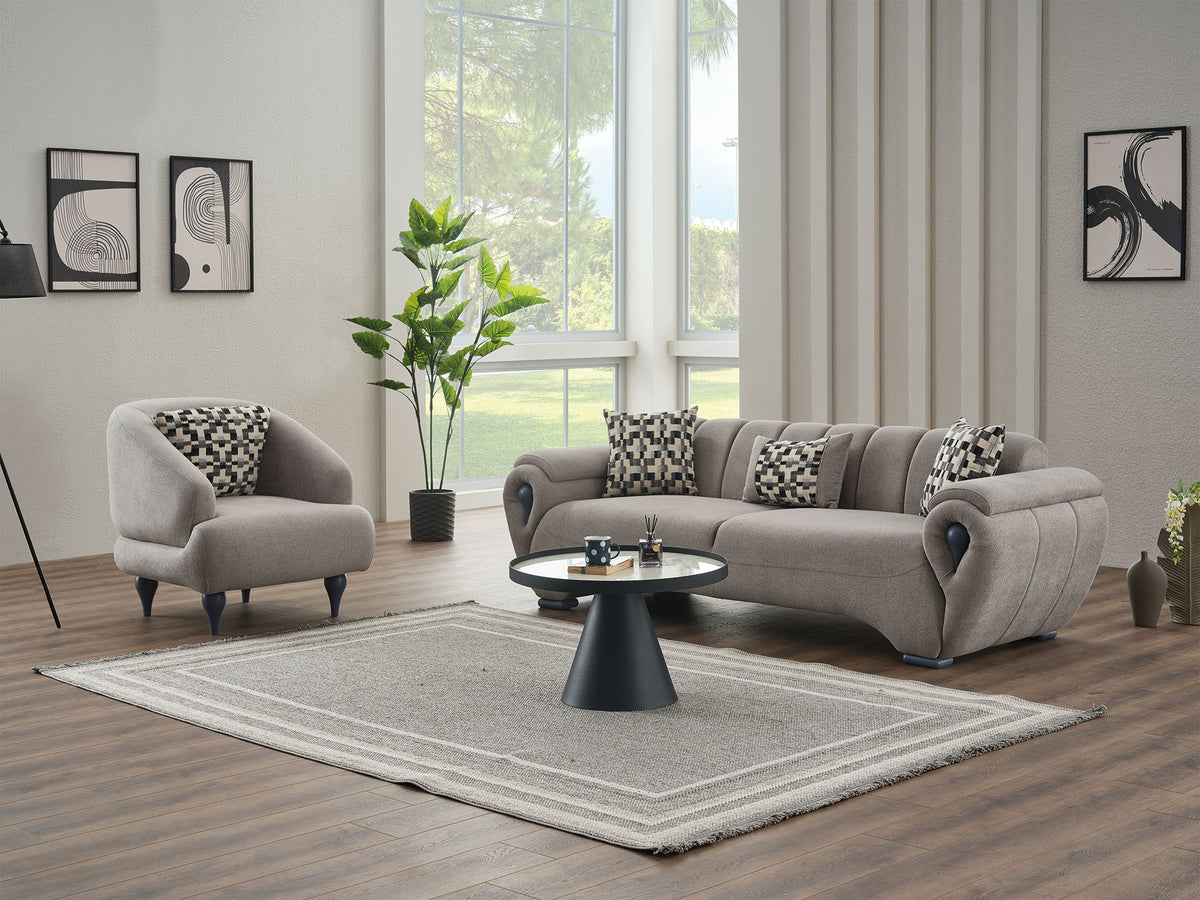 Damla 3-pieces (Sofa & Loveseat & Chair) Livingroom Set Cream