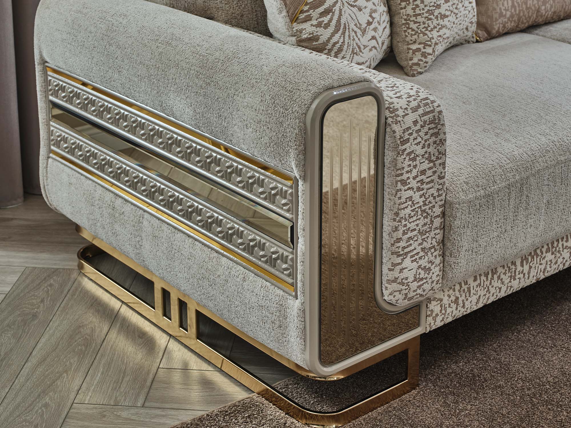 Delux 3-pieces (Sofa & Loveseat & Chair) Livingroom Set Cream
