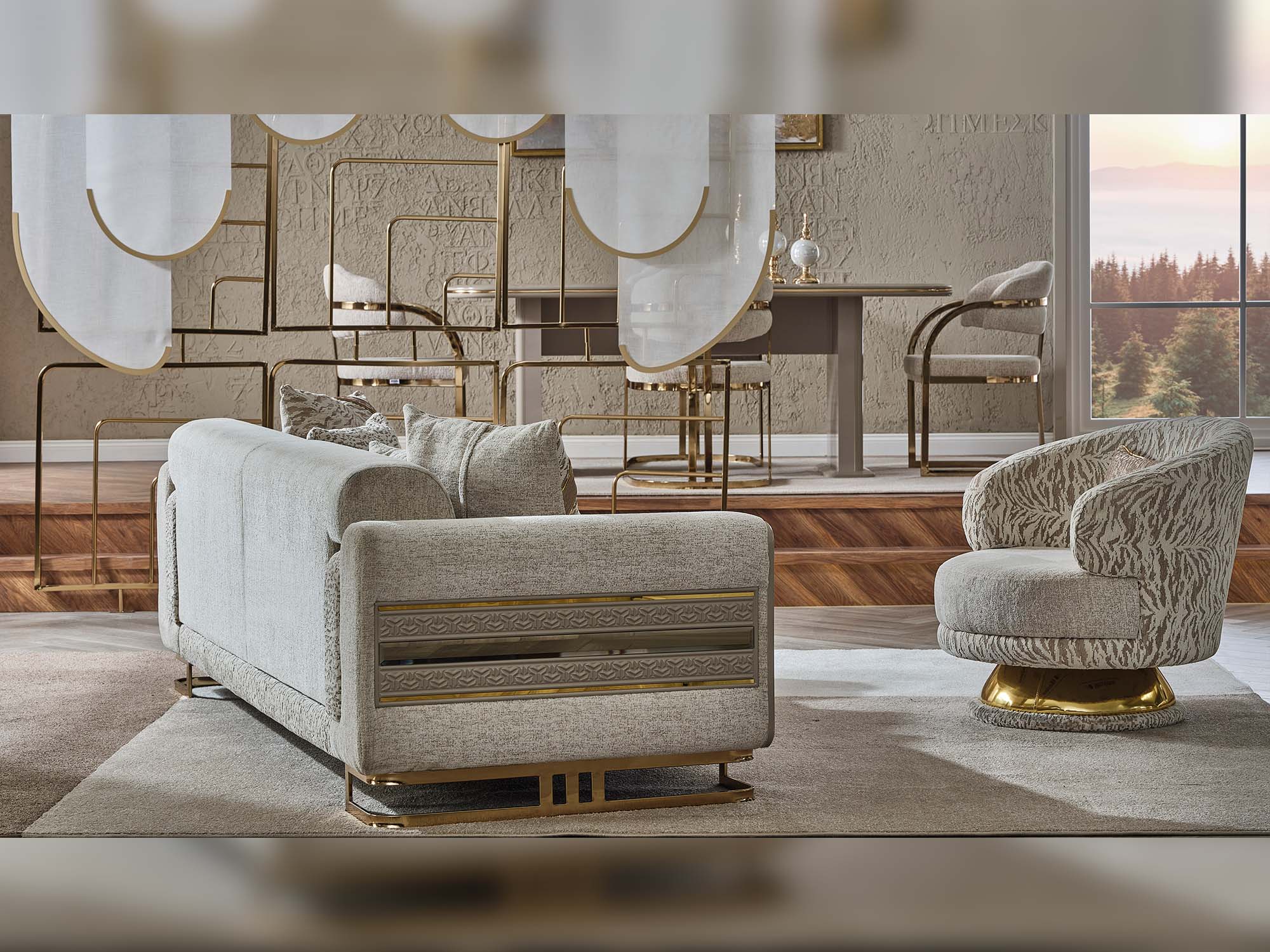 Delux 3-pieces (Sofa & Loveseat & Chair) Livingroom Set Cream