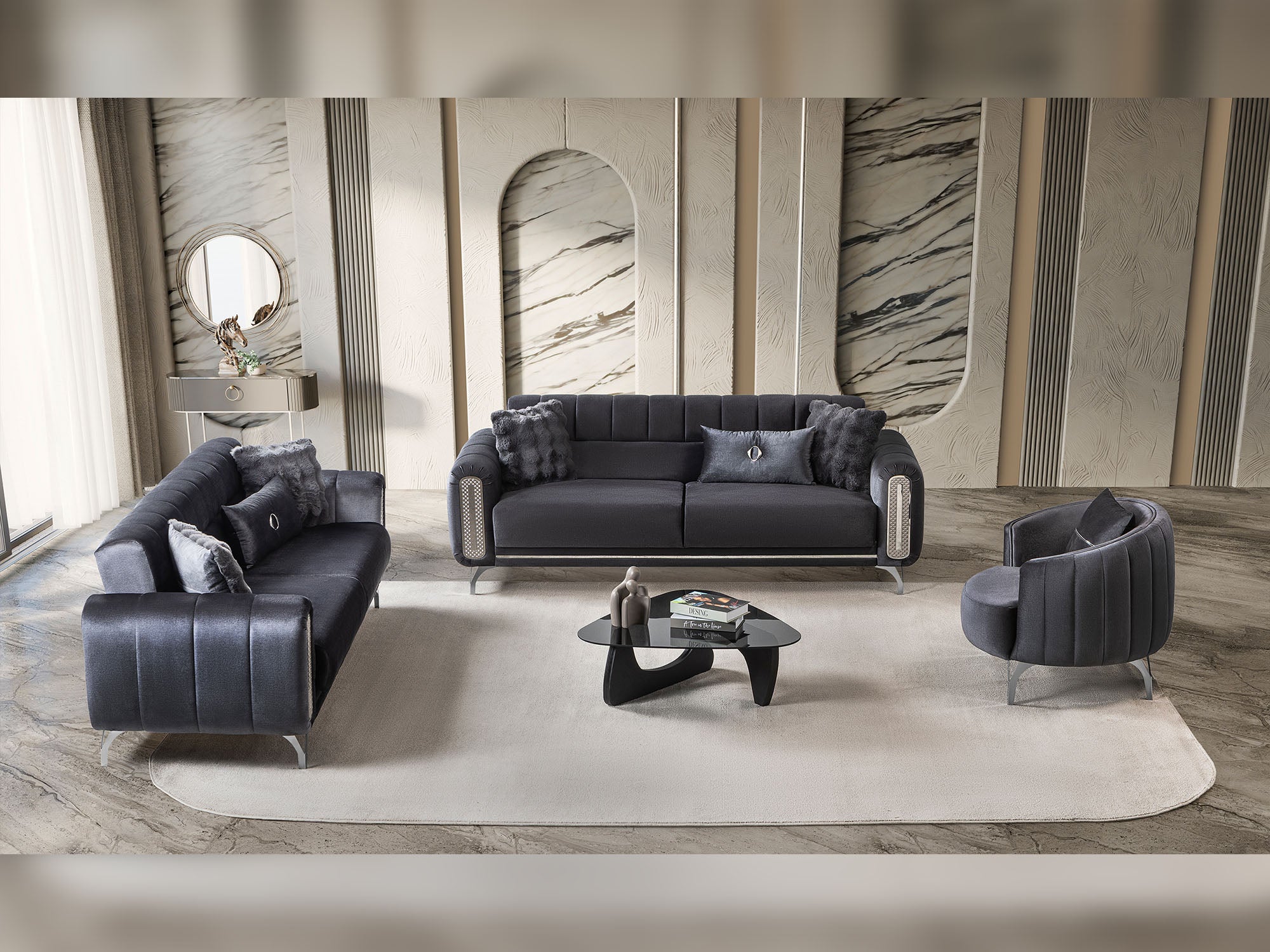 Dior 3-pieces (Sofa & Loveseat & Chair) Livingroom Set