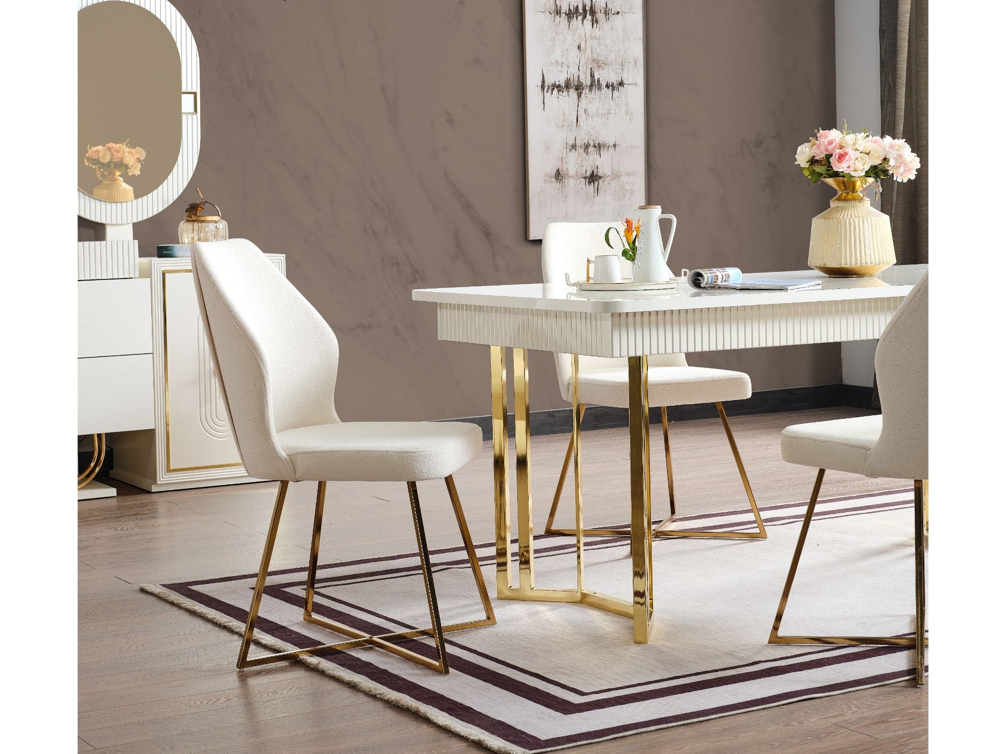Marsel Diningroom (Consol With Mirror & Dining Table & 6 Dining Chair)
