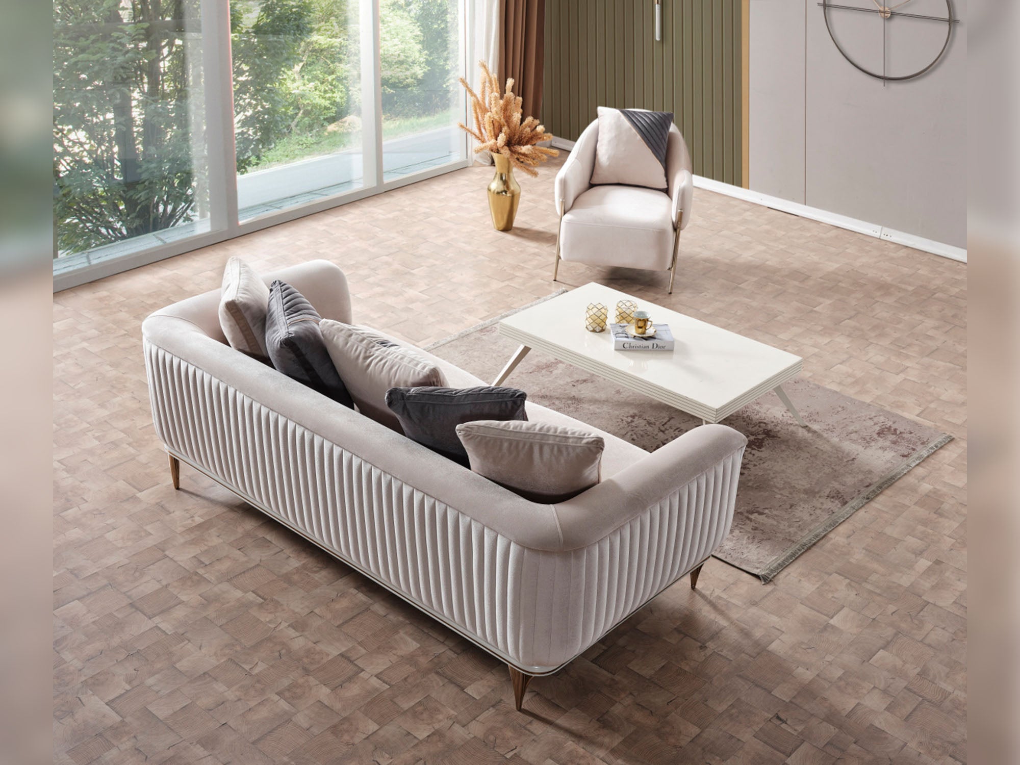 Esperanza 3-pieces (Sofa & Loveseat & Chair) Livingroom Set Beige