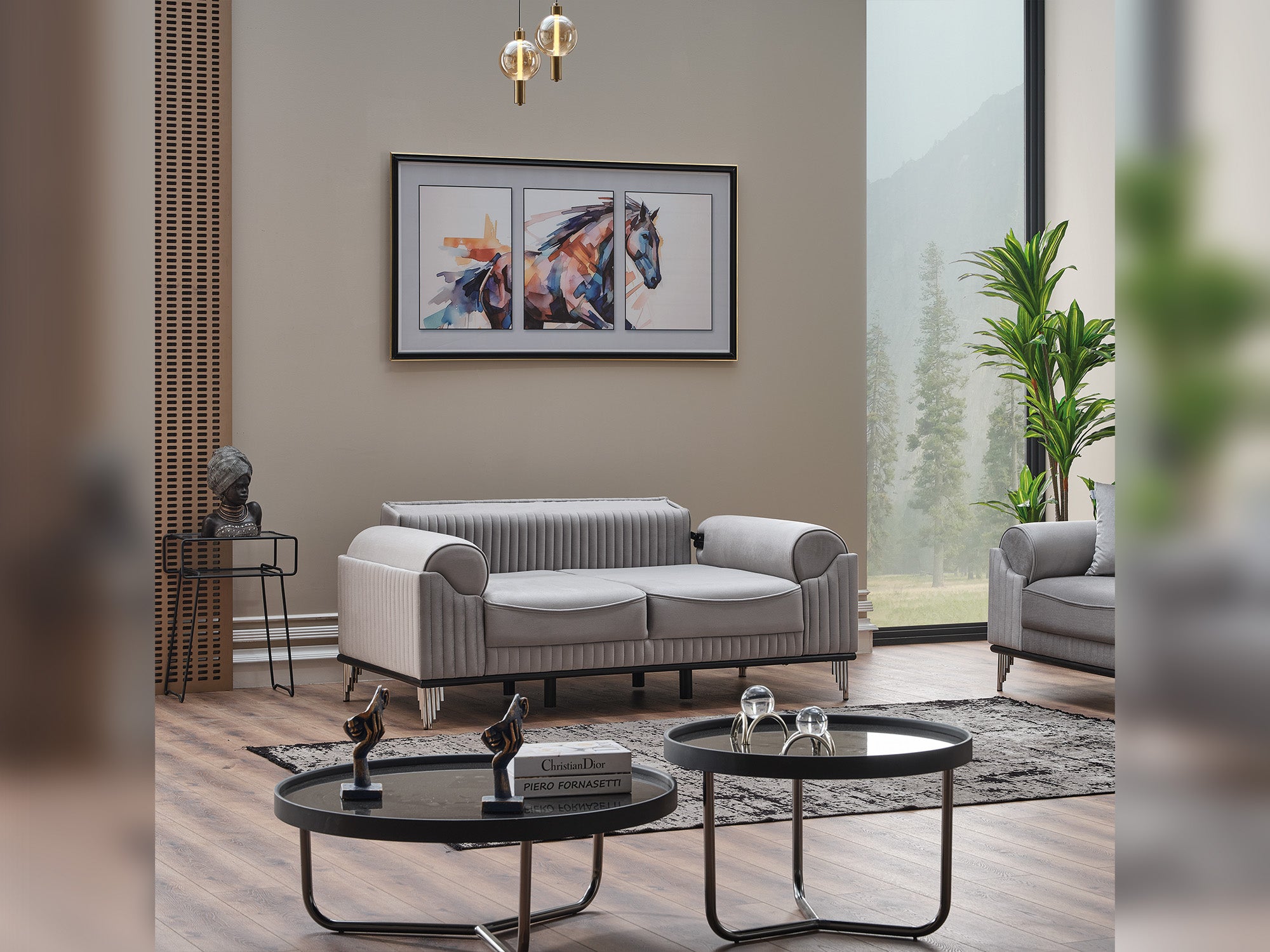 Everest 3-pieces (Sofa & Loveseat & Chair) Livingroom Set Light Grey