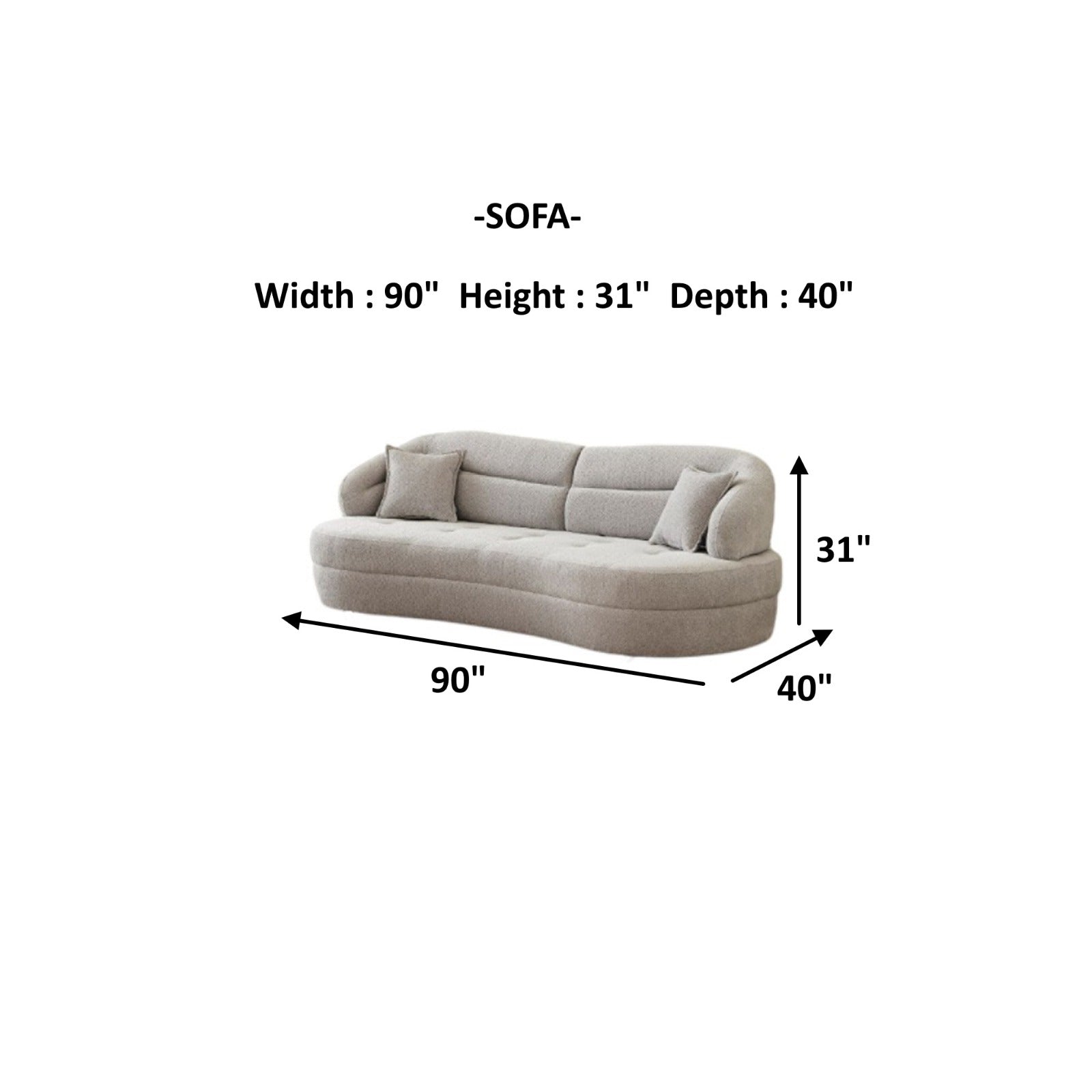 Gloria 4-pieces (2 Sofa & 2 Chair) Livingroom Set Cream
