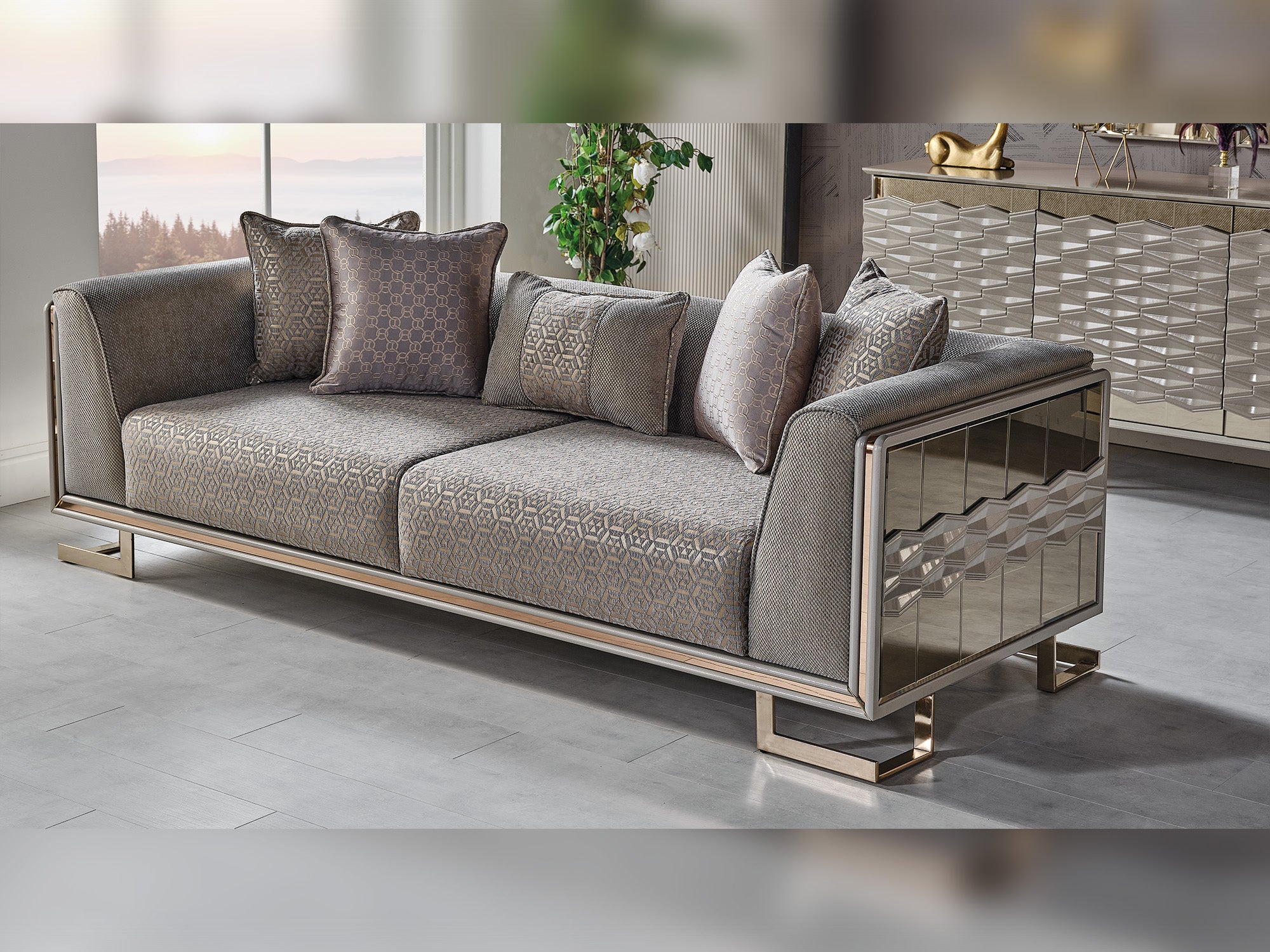 Gokce 4-pieces (2 Sofa & 2 Chair) Livingroom Set Grey
