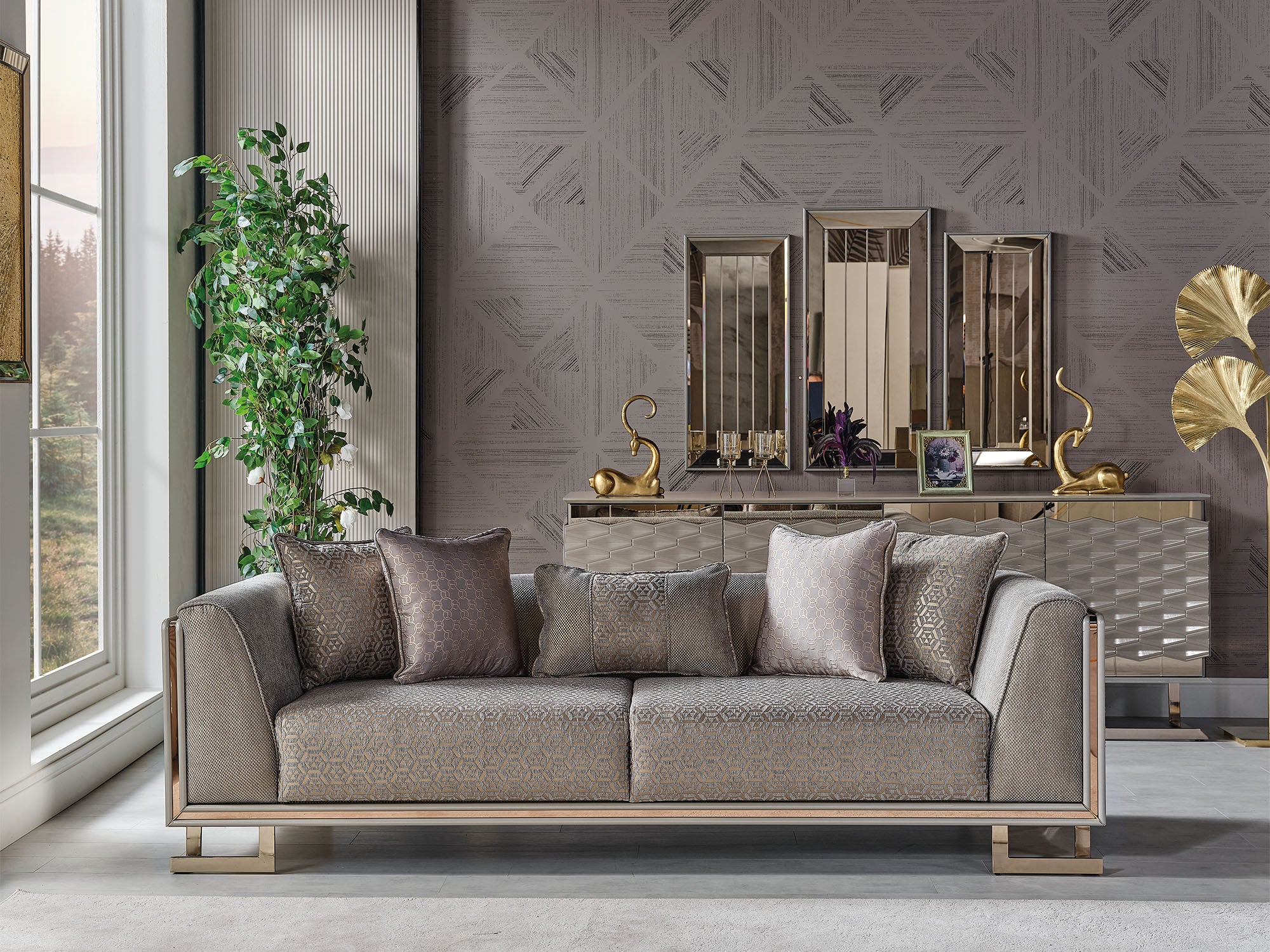 Gokce 4-pieces (2 Sofa & 2 Chair) Livingroom Set Grey