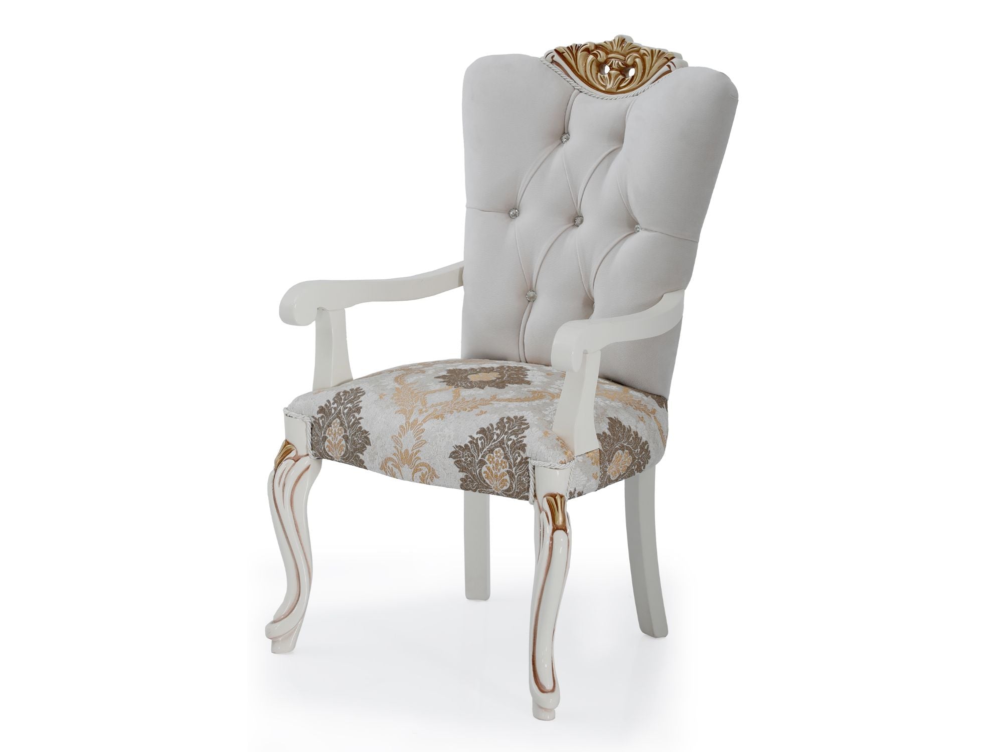 Buse Diningroom (Consol With Mirror & Dining Table & 2 Arm Chair & 4 Chair) Cream