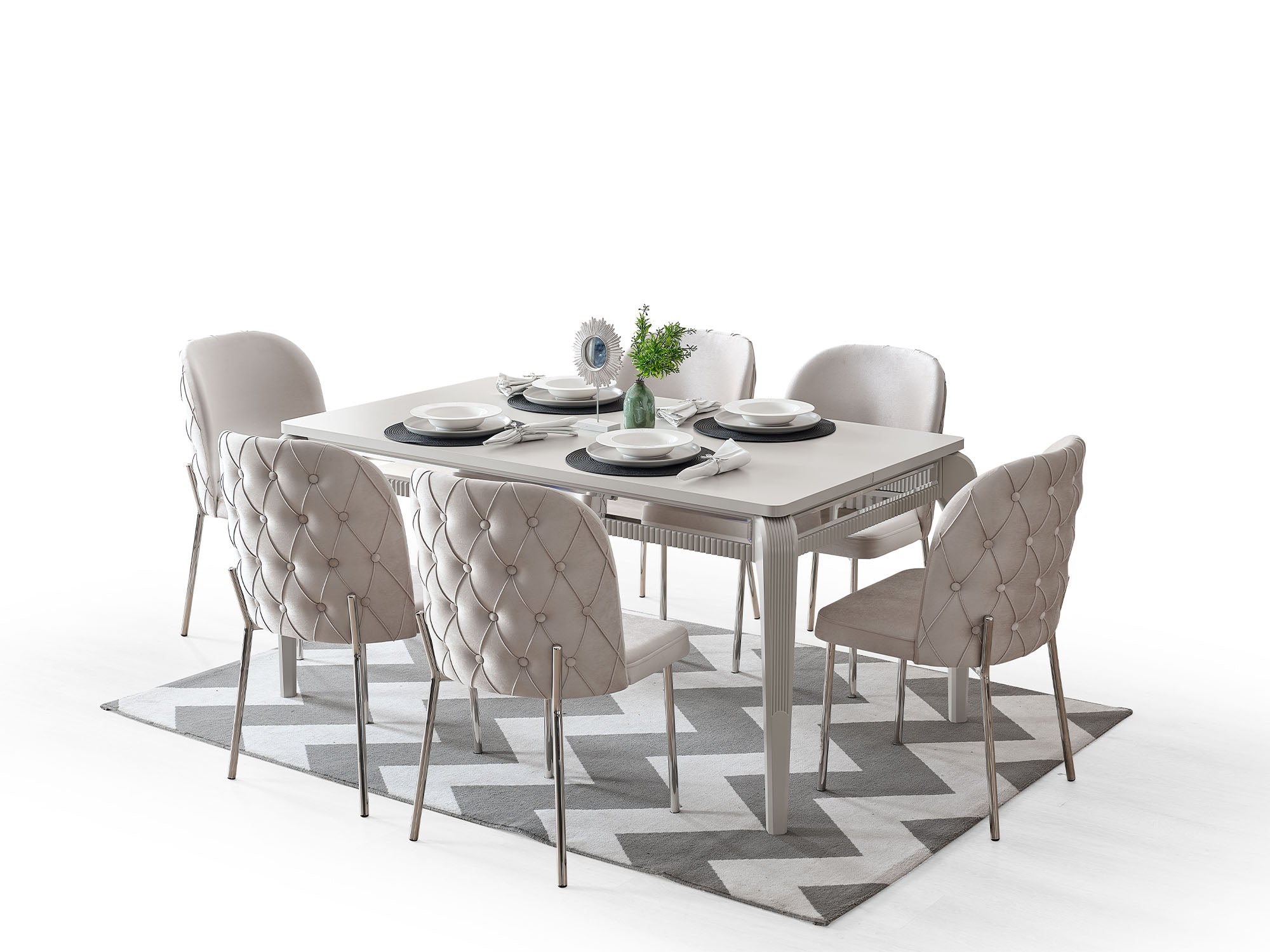 Hare Diningroom (Consol With Mirror & Dining Table & 6 Dining Chair)