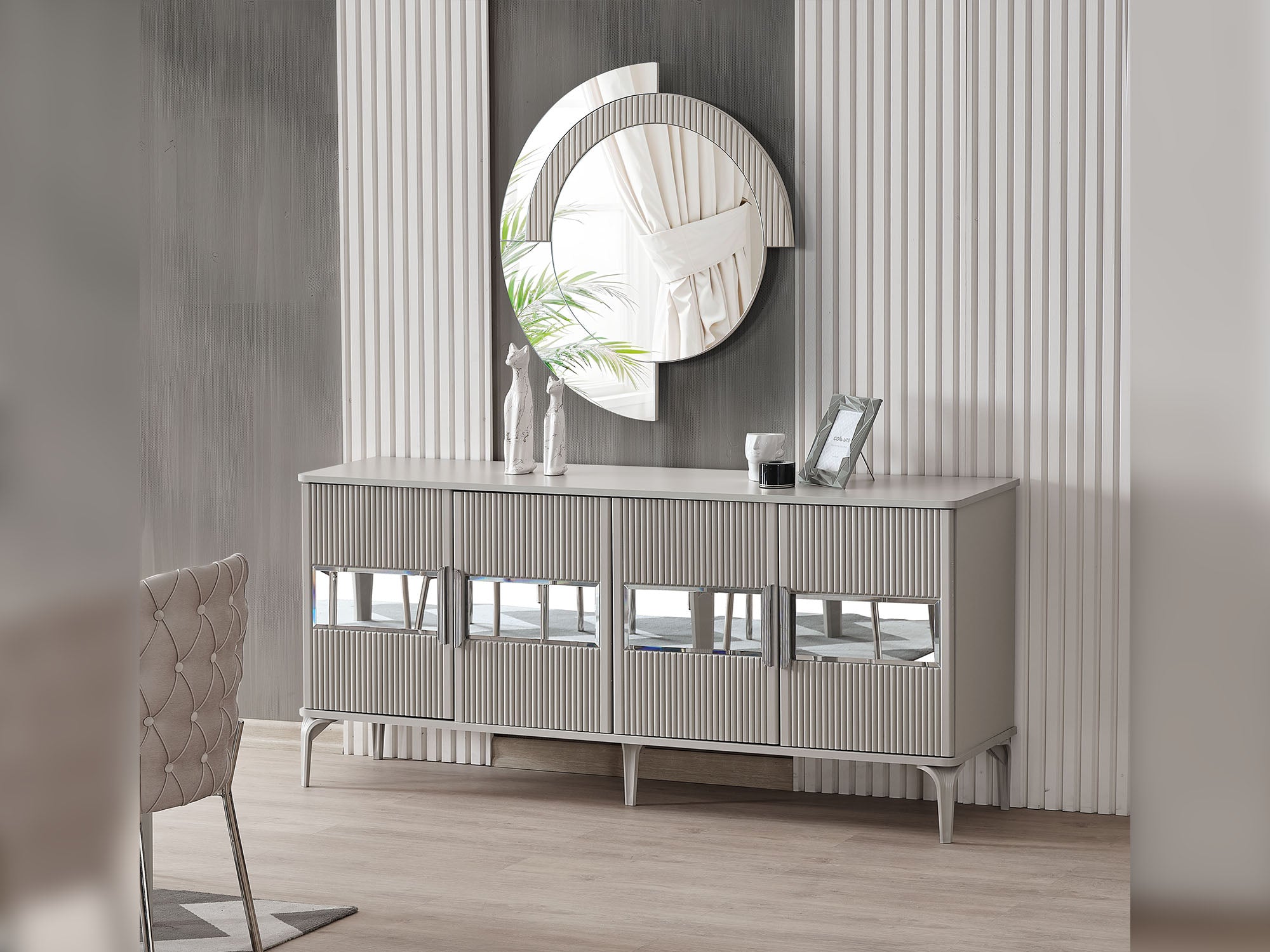 Hare Diningroom (Consol With Mirror & Dining Table & 6 Dining Chair)
