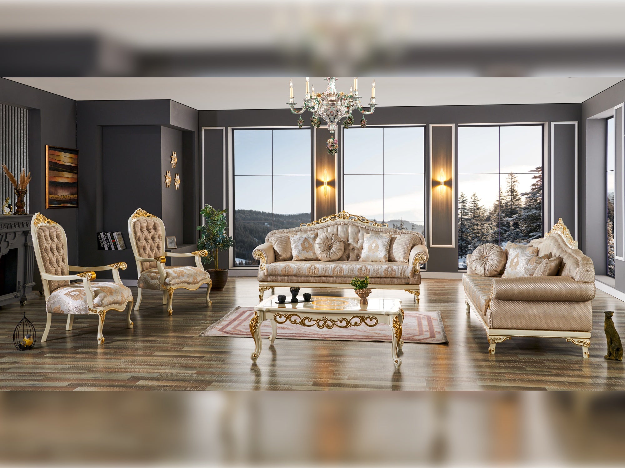 Kardelen 4-pieces (2 Sofa & 2 Chair) Livingroom Set Cream