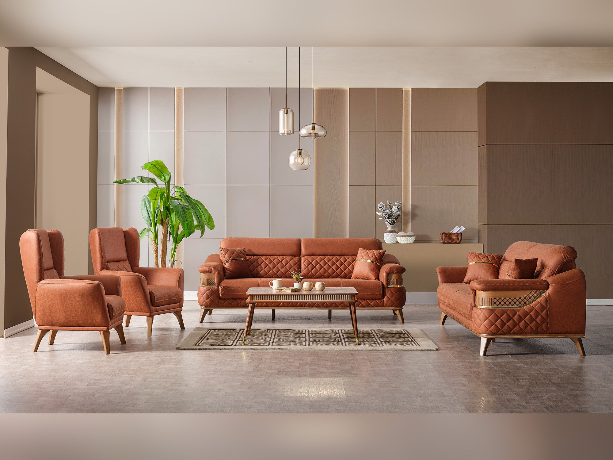 Kristal Convertible Sofa Dark Brick