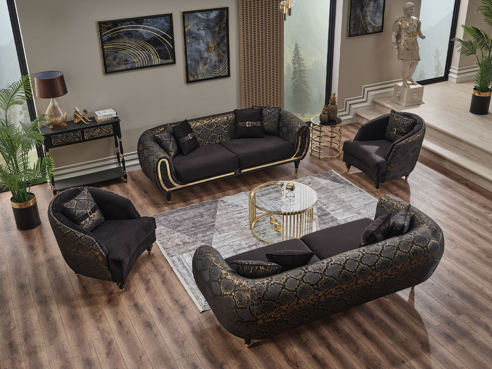 Lima 3-pieces (Sofa & Loveseat & Chair) Livingroom Set Black