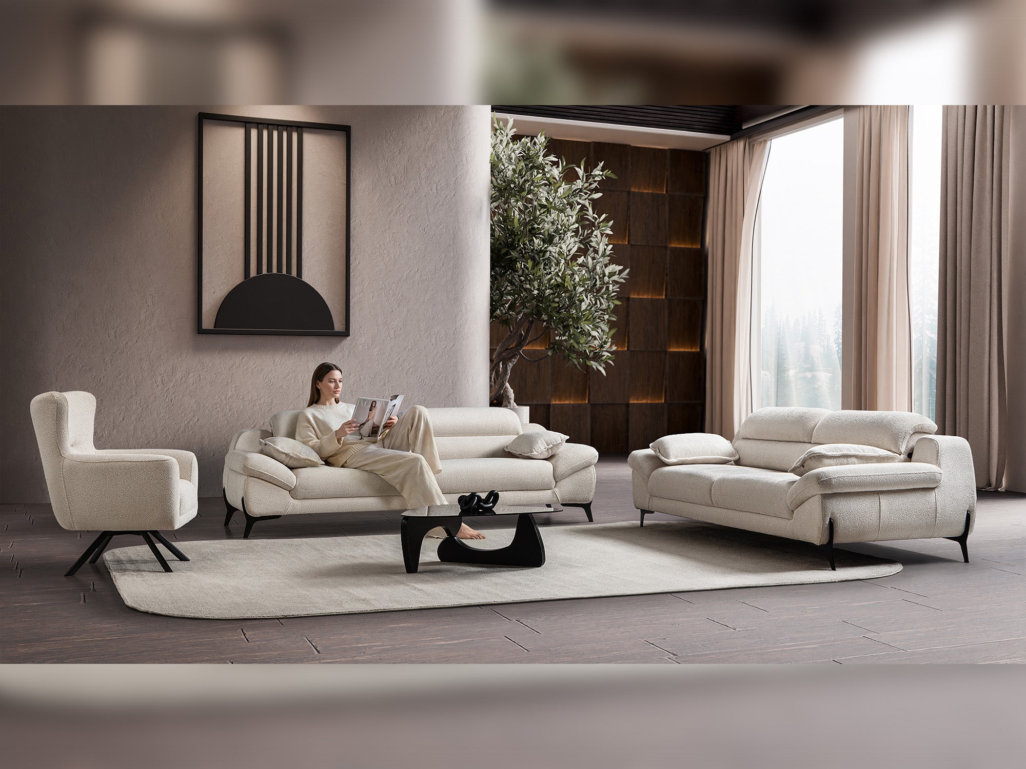 Lorenzo 3-pieces (Sofa & Loveseat & Chair) Livingroom Set