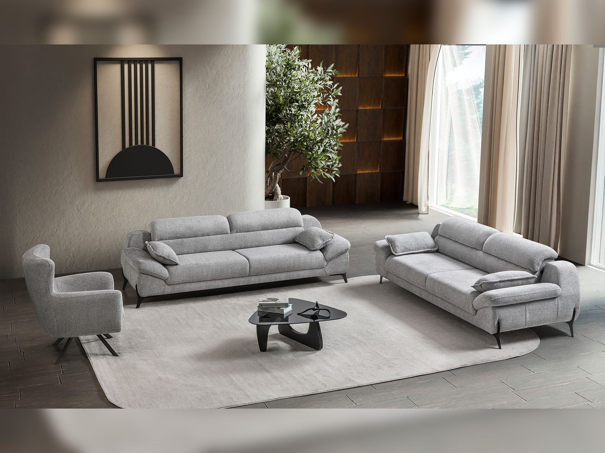 Lorenzo 3-pieces (Sofa & Loveseat & Chair) Livingroom Set