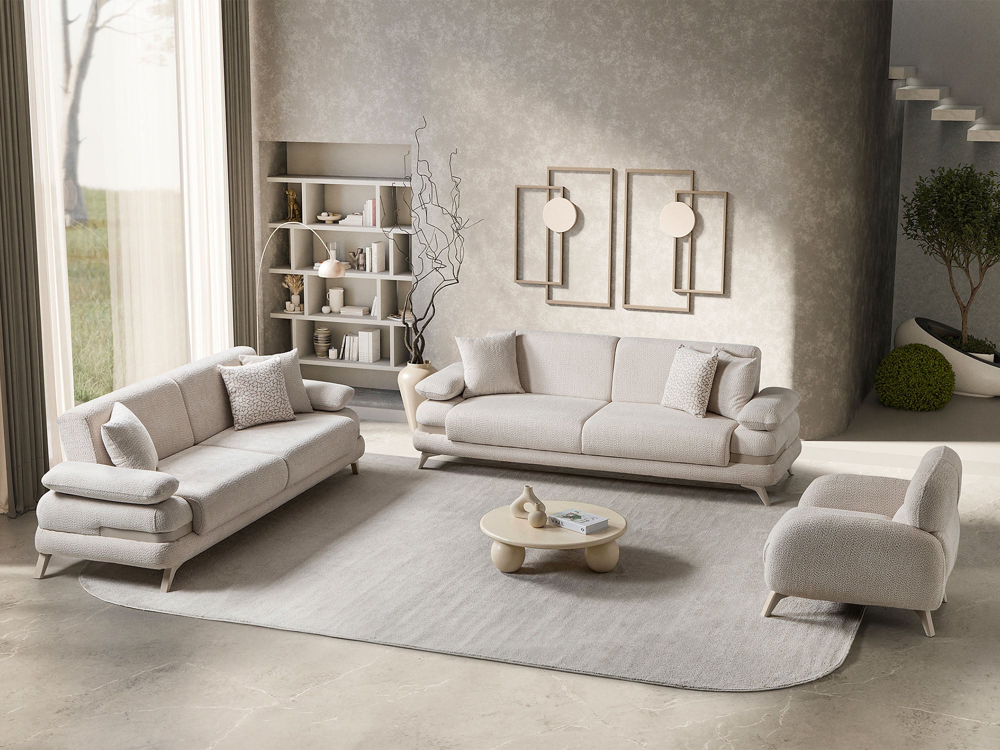 Loris 3-pieces (Sofa & Loveseat & Chair) Livingroom Set