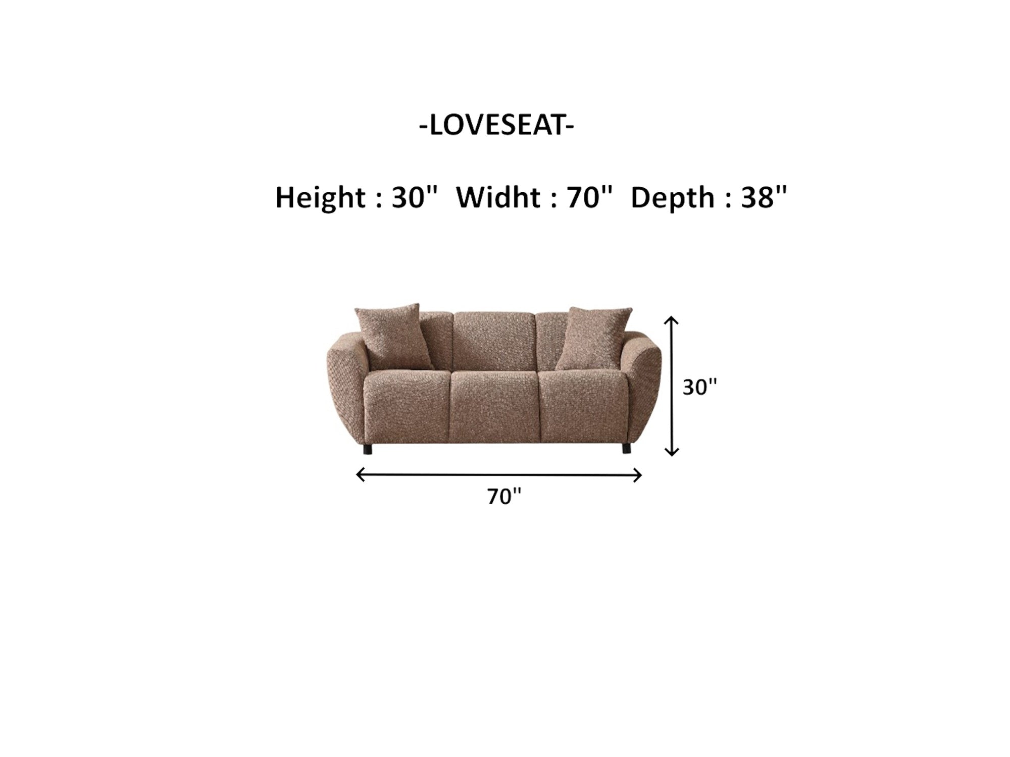 Vizyon 3-pieces (Sofa & Loveseat & Chair) Livingroom Set Brown
