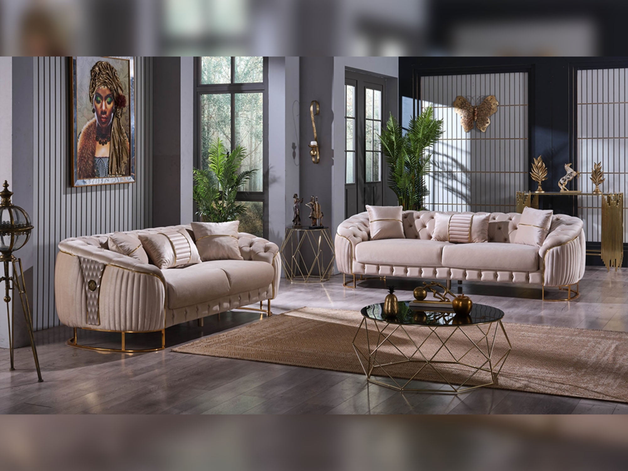 Lucas Stationary Loveseat Beige