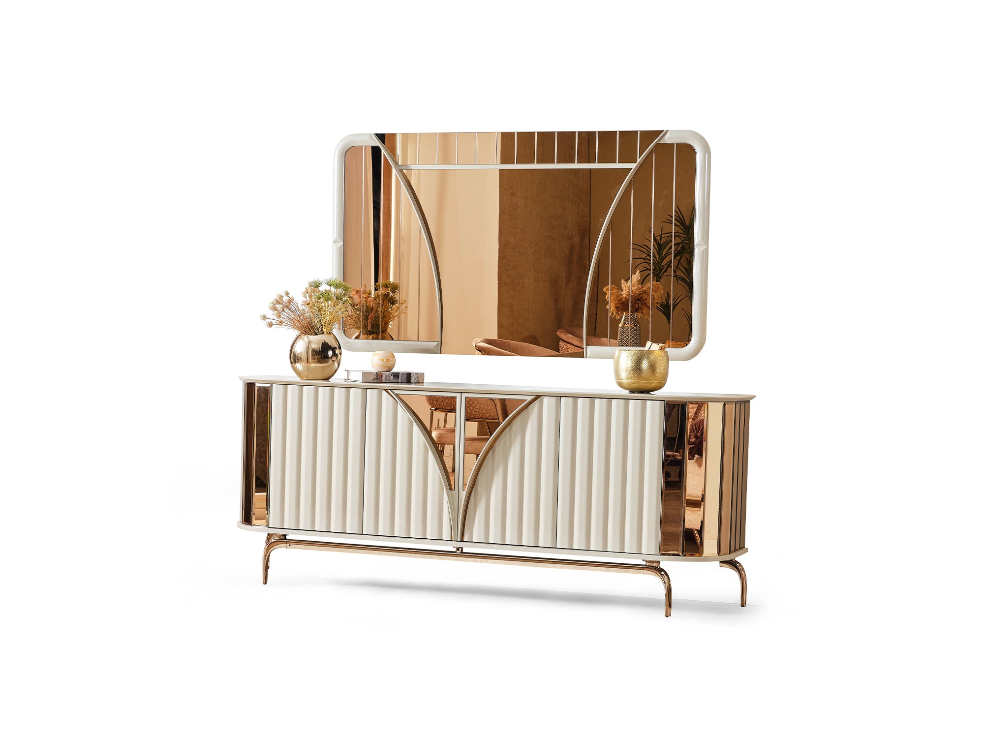 Lumina Diningroom (Consol With Mirror & Dining Table & 6 Dining Chair)