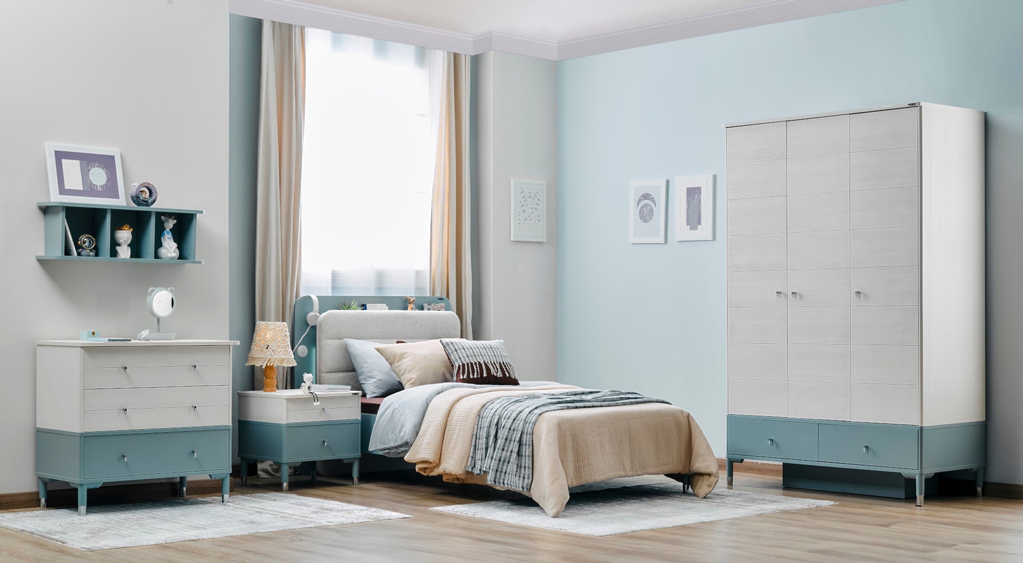 Marin Kids Room Set (Twin Bed &  Study Desk &  Nightstand)