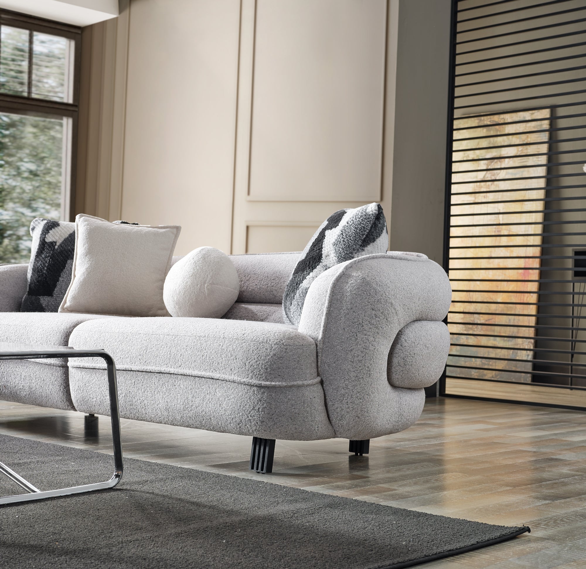 Marsilya 3-pieces (Sofa & Loveseat & Chair) Livingroom Set Grey