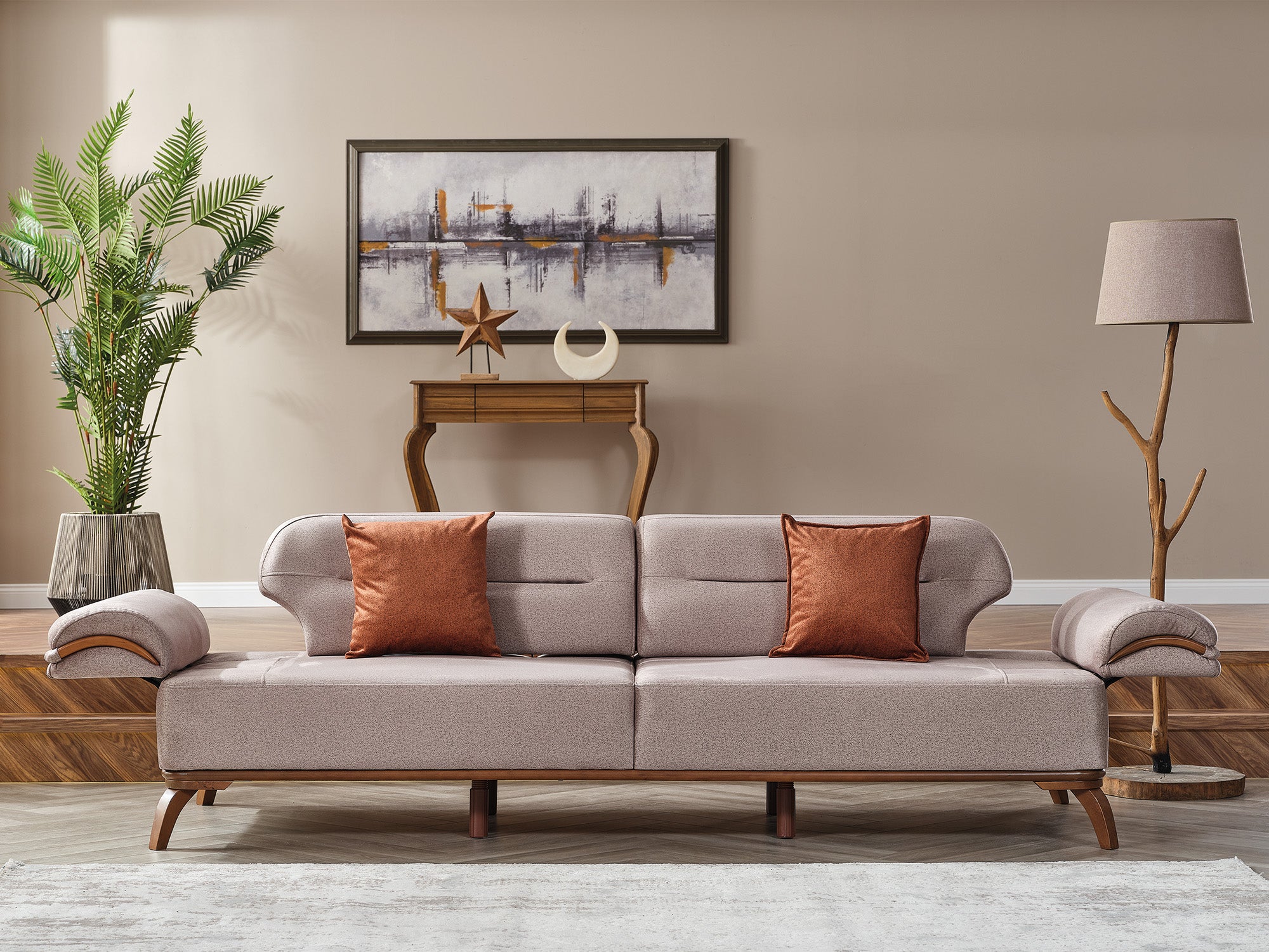 Mia 4-pieces (2 Sofa & 2 Chair) Livingroom Set Beige