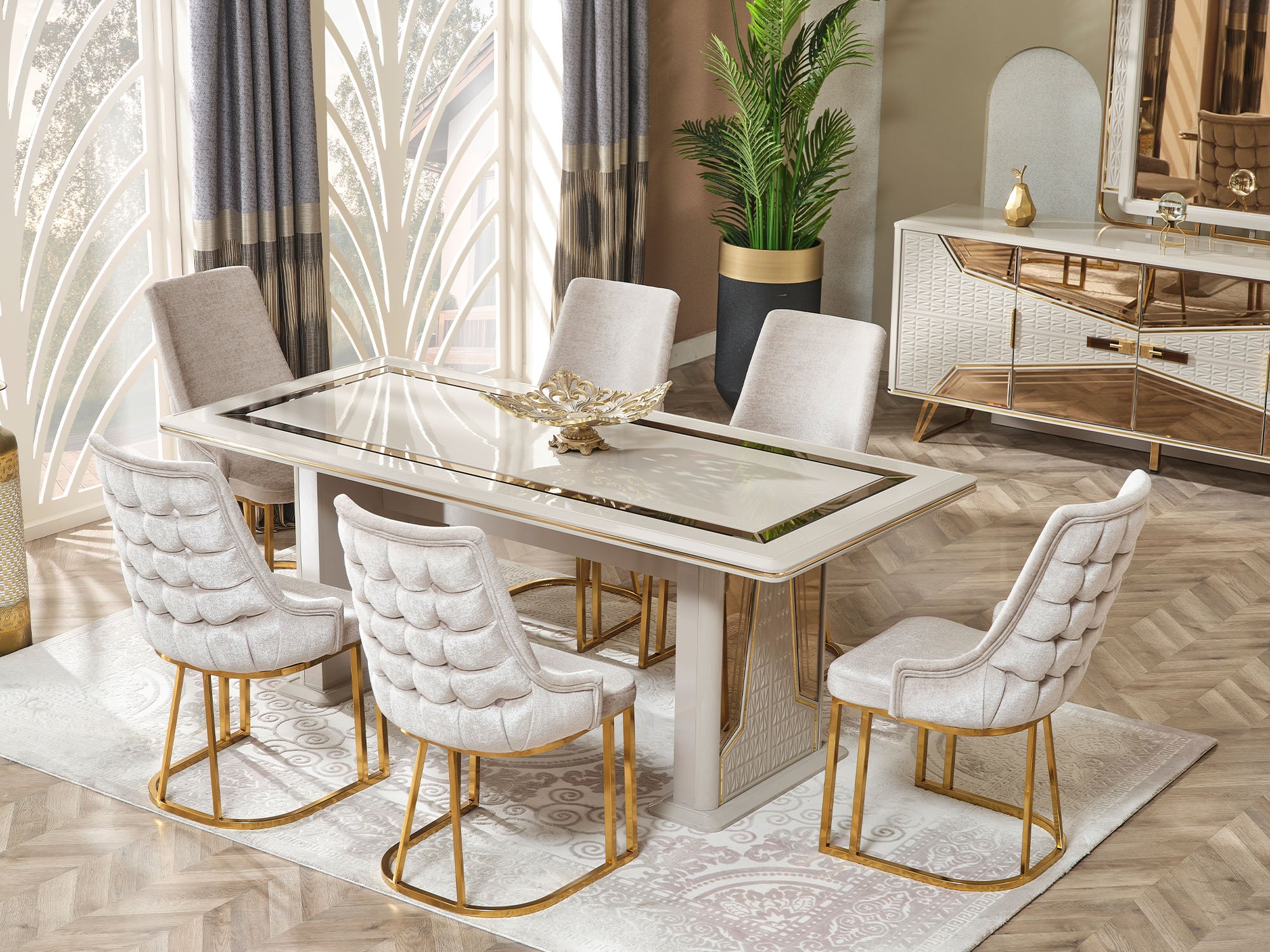 Milano Max Diningroom (Consol With Mirror & Dining Table & 6 Dining Chair)