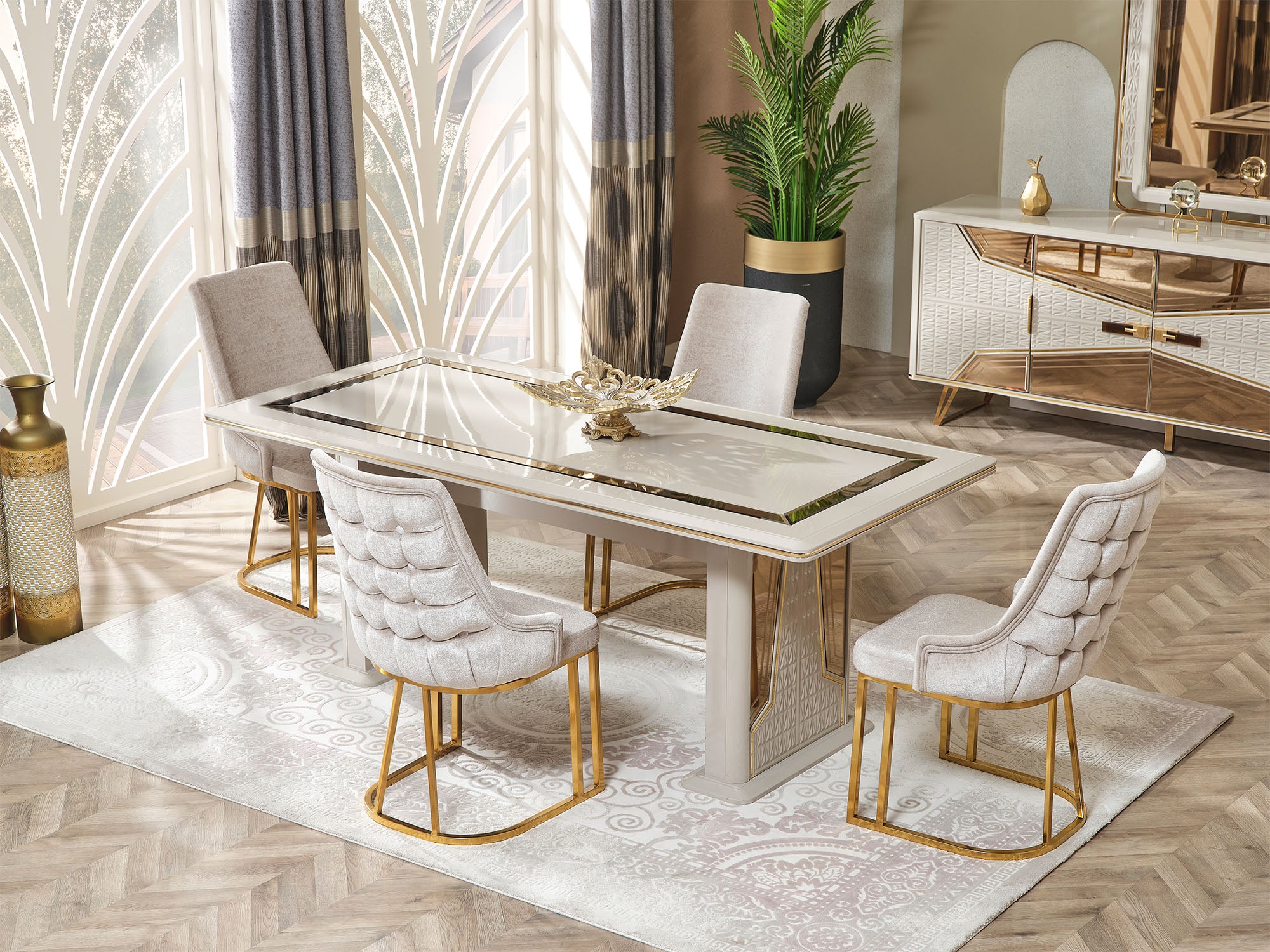 Milano Max Diningroom (Consol With Mirror & Dining Table & 6 Dining Chair)