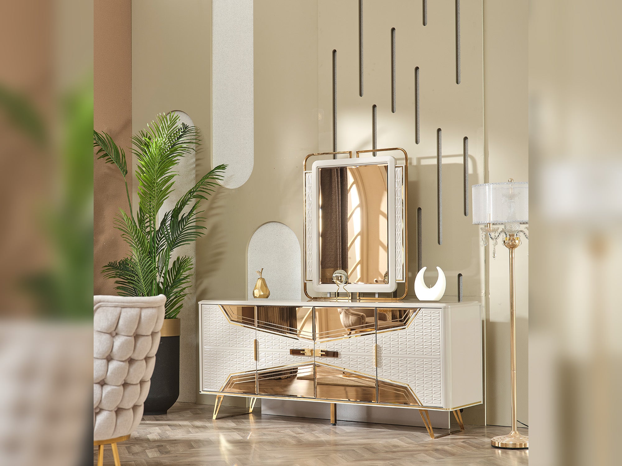 Milano Max Diningroom (Consol With Mirror & Dining Table & 6 Dining Chair)