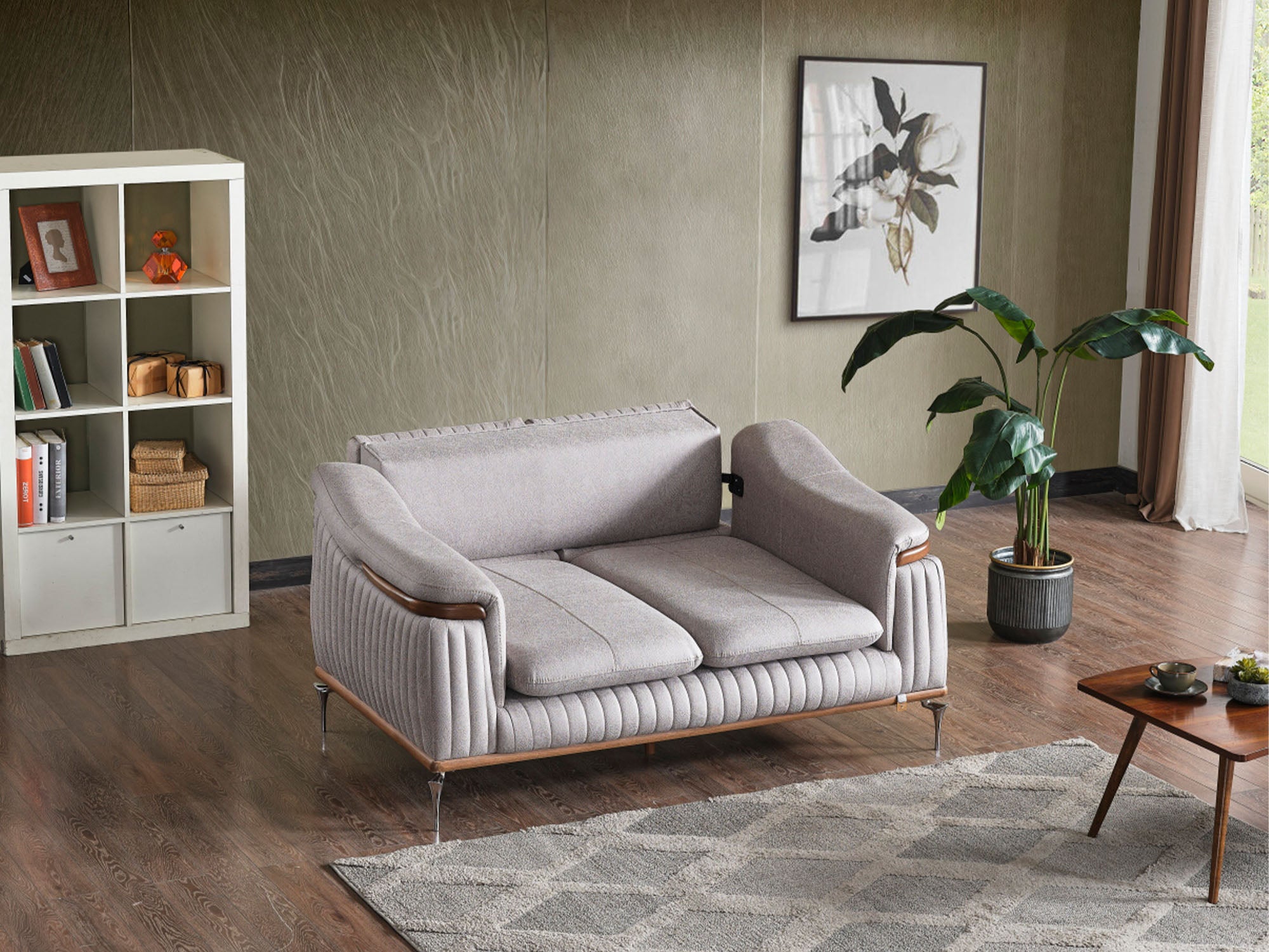 Ahsen 3-pieces (Sofa & Loveseat & Chair) Livingroom Set Light Grey