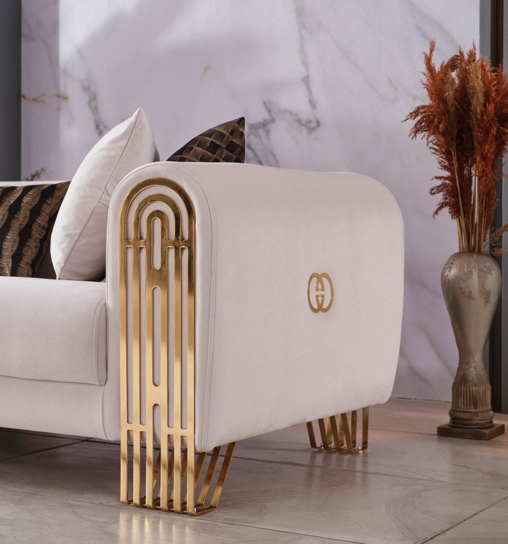Monaco 3-pieces (Sofa & Loveseat & Chair) Livingroom Set Cream