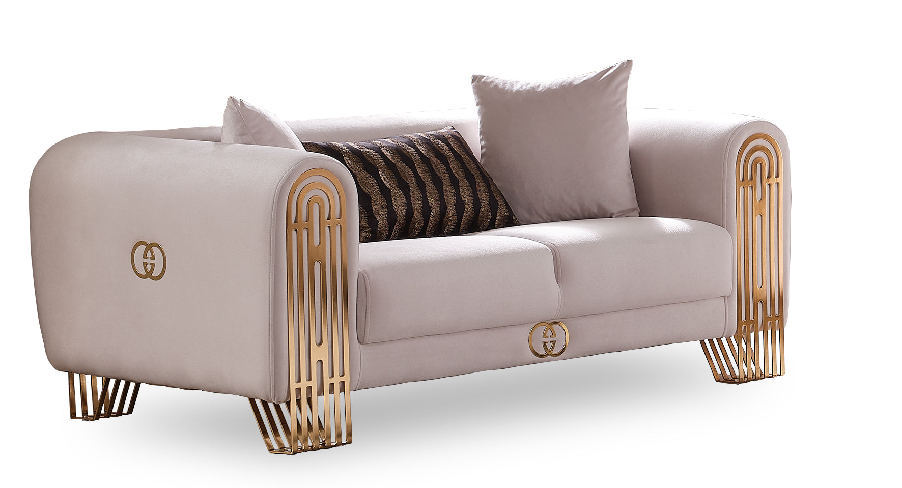 Monaco 3-pieces (Sofa & Loveseat & Chair) Livingroom Set Cream