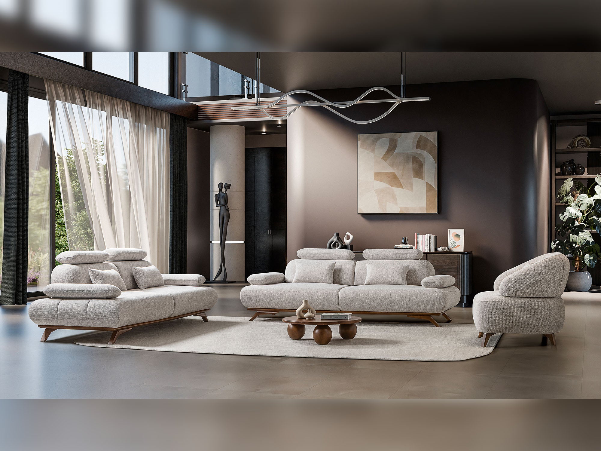 Monza 3-pieces (Sofa & Loveseat & Chair) Livingroom Set