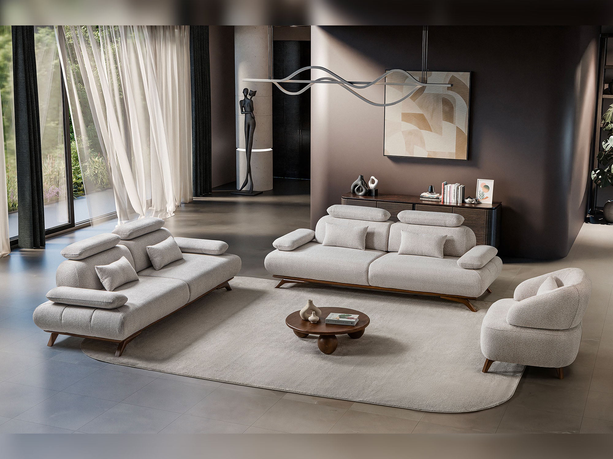 Monza 3-pieces (Sofa & Loveseat & Chair) Livingroom Set