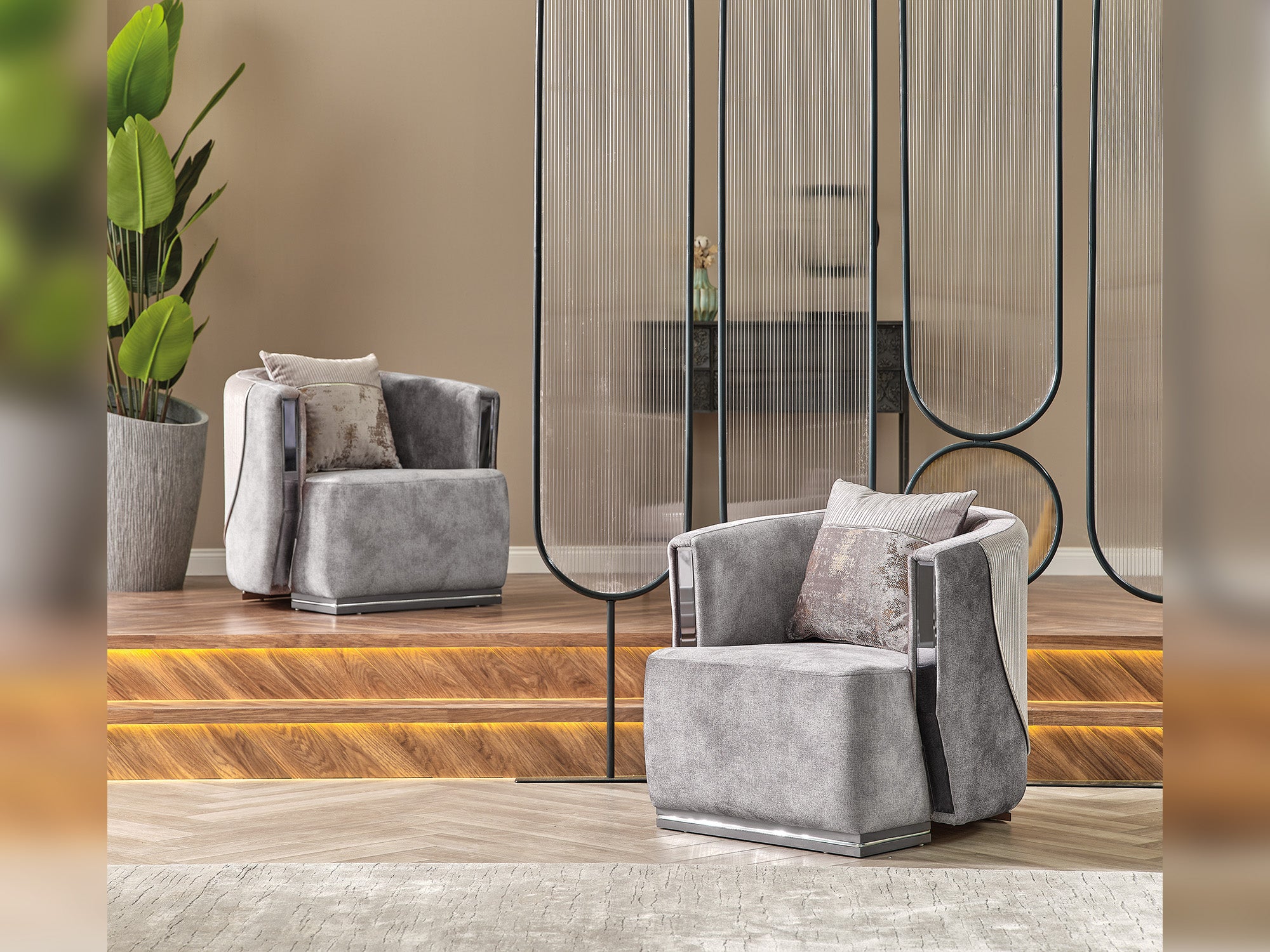 Munich 3-pieces (Sofa & Loveseat & Chair) Livingroom Set Grey