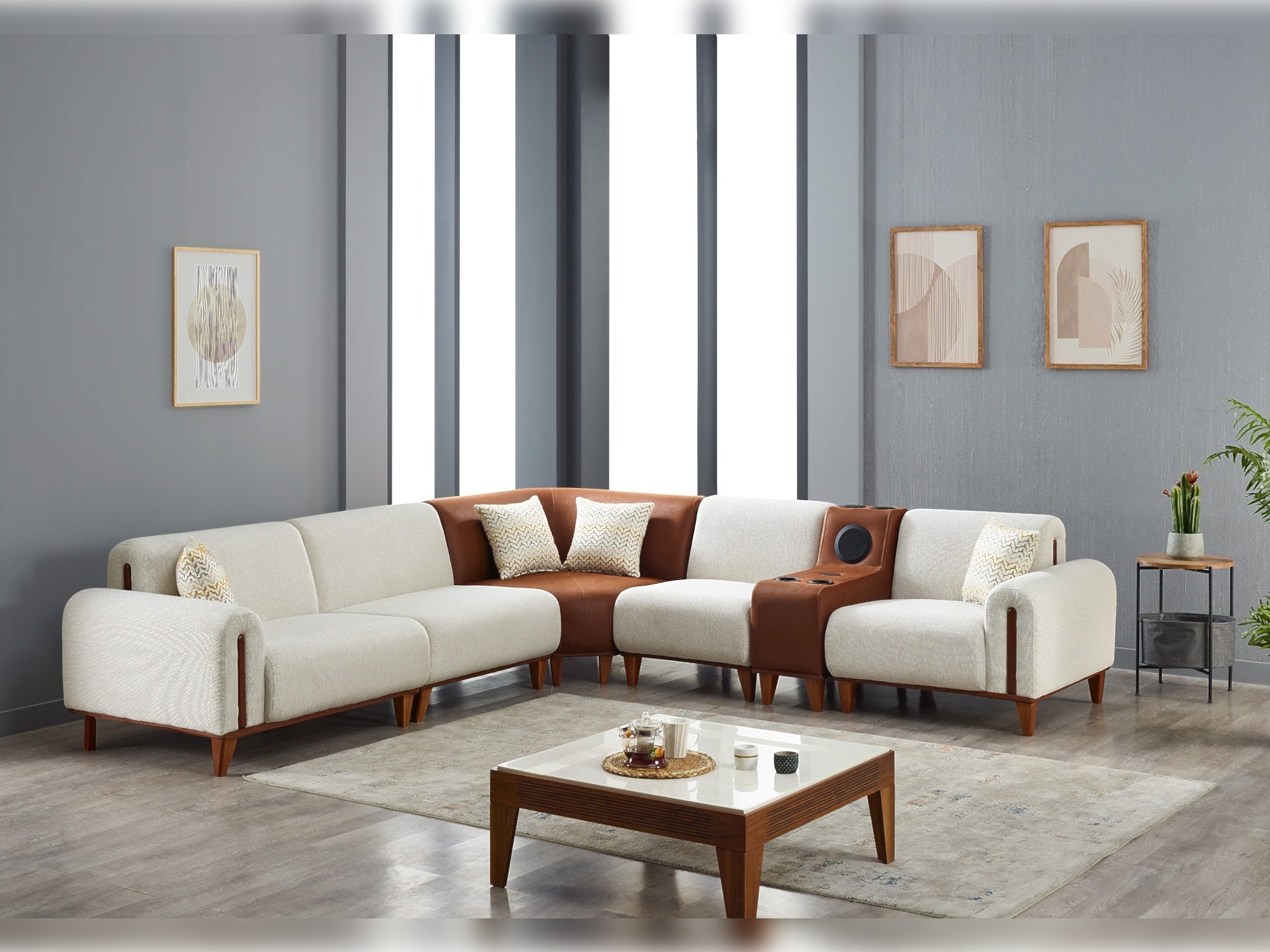Mustang Modular Sectional Sofa Cream