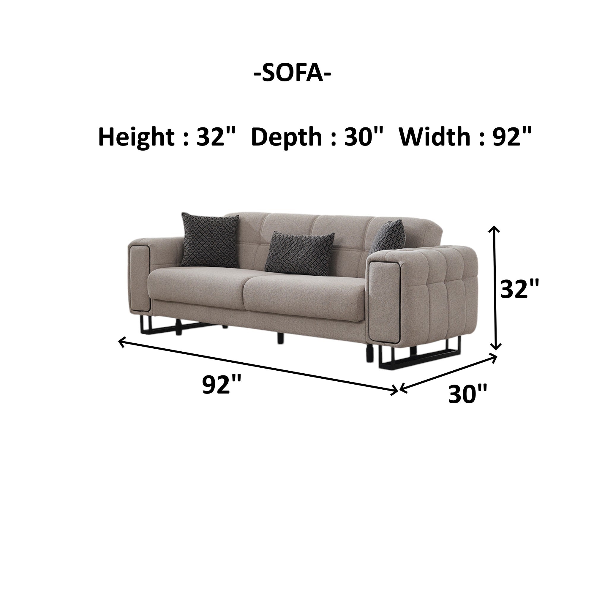Nero 3-pieces (Sofa & Loveseat & Chair) Livingroom Set Light Grey