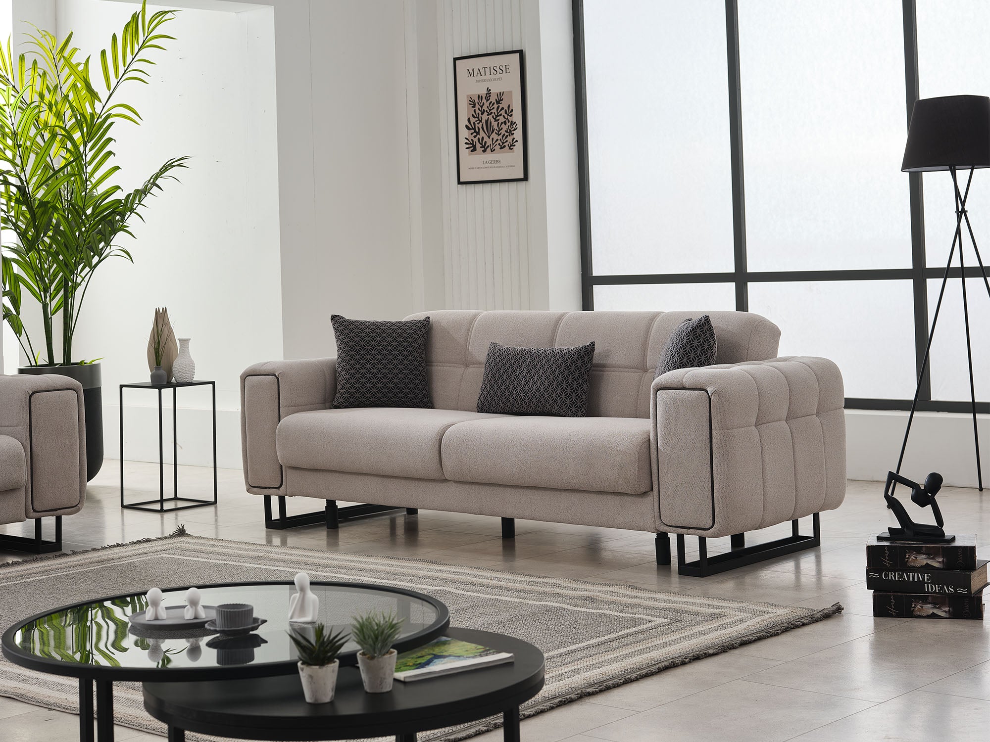 Nero 3-pieces (Sofa & Loveseat & Chair) Livingroom Set Light Grey