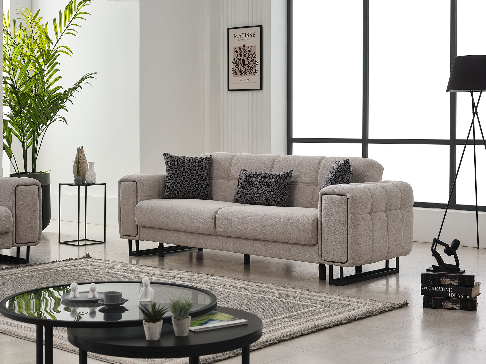 Nero 3-pieces (Sofa & Loveseat & Chair) Livingroom Set Light Grey