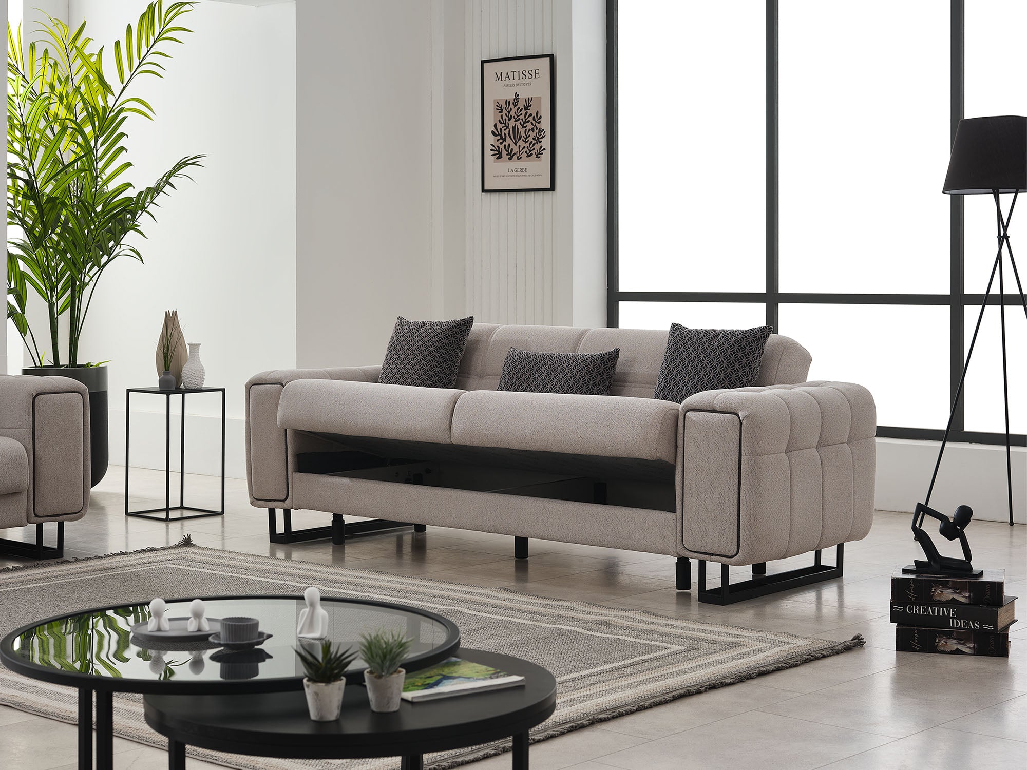 Nero 3-pieces (Sofa & Loveseat & Chair) Livingroom Set Light Grey