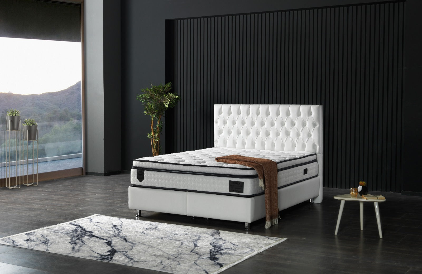 Nevada Storage Bed With Headboard White Vinyl