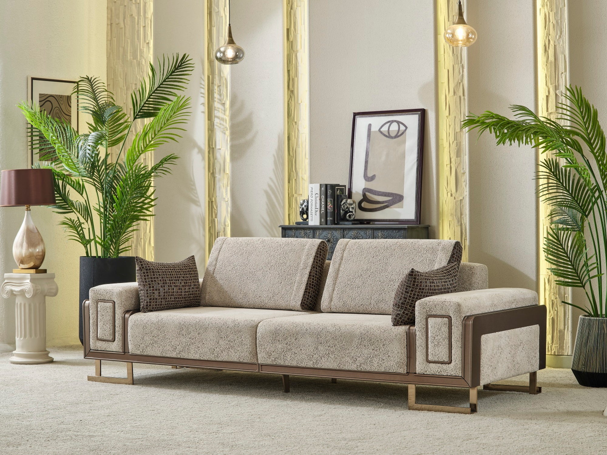 Nirvana Stationary 4 Seat Sofa Beige