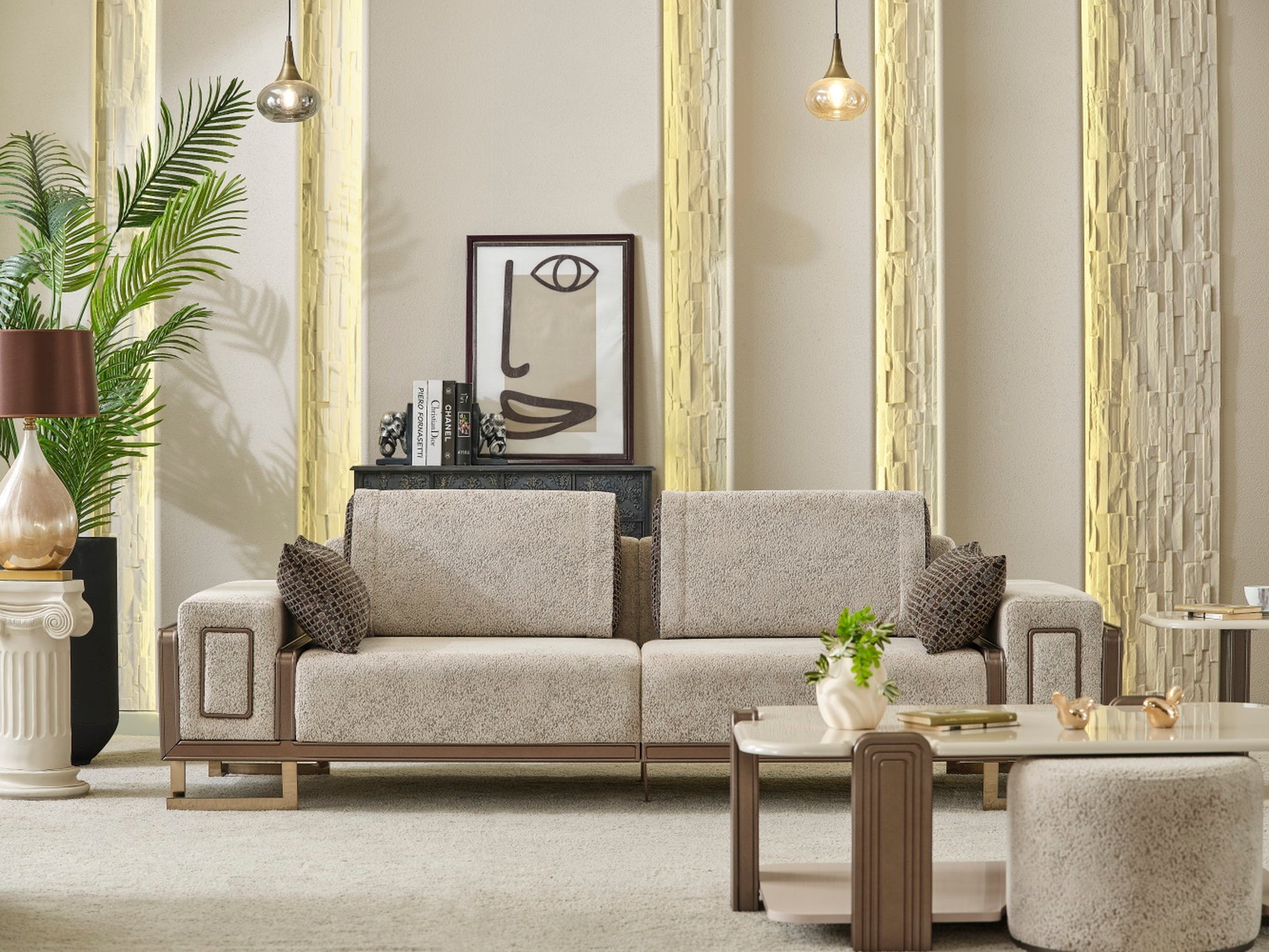 Nirvana Stationary 4 Seat Sofa Beige