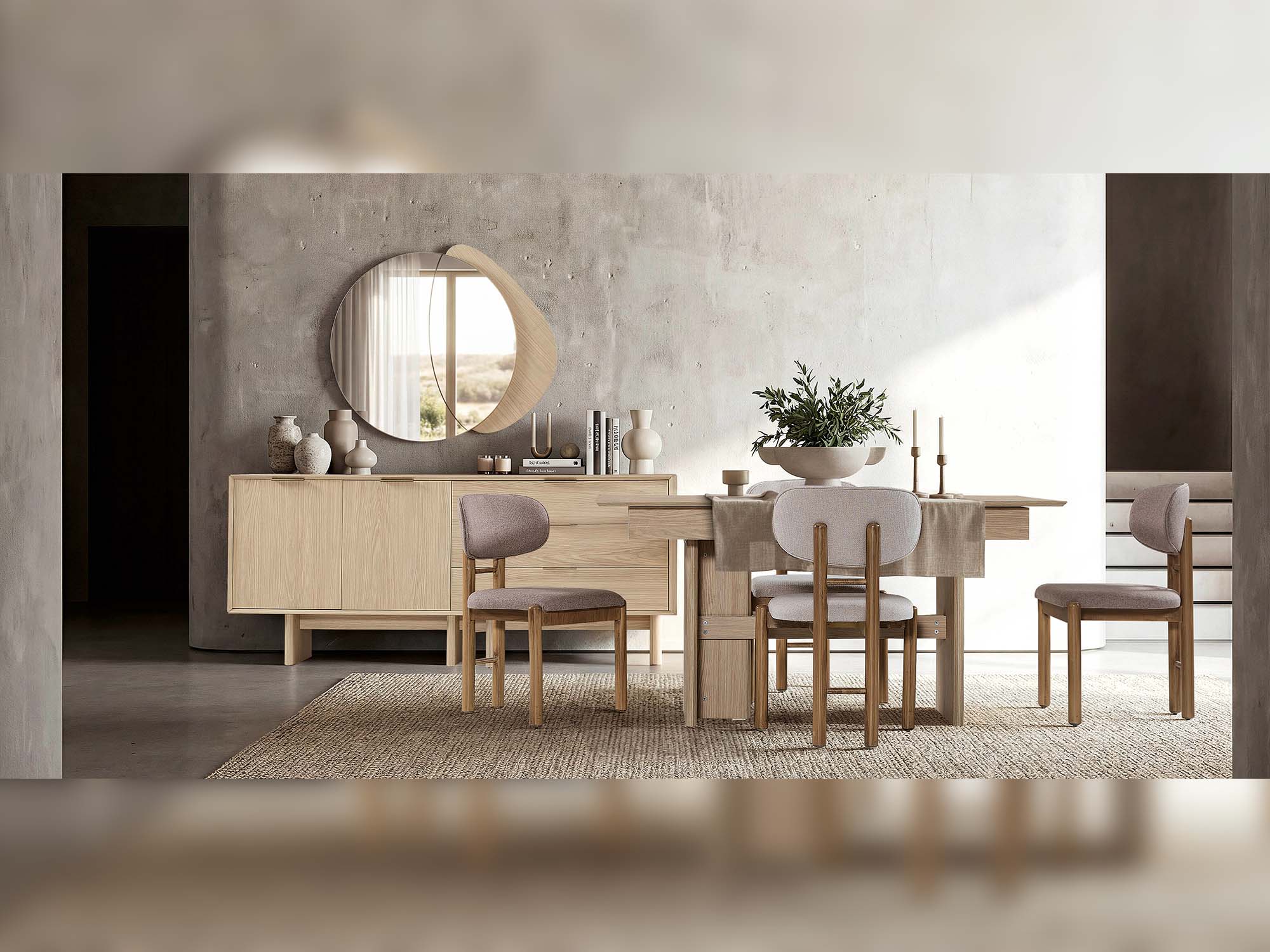 Nora Diningroom (Consol With Mirror & Dining Table & 6 Dining Chair)