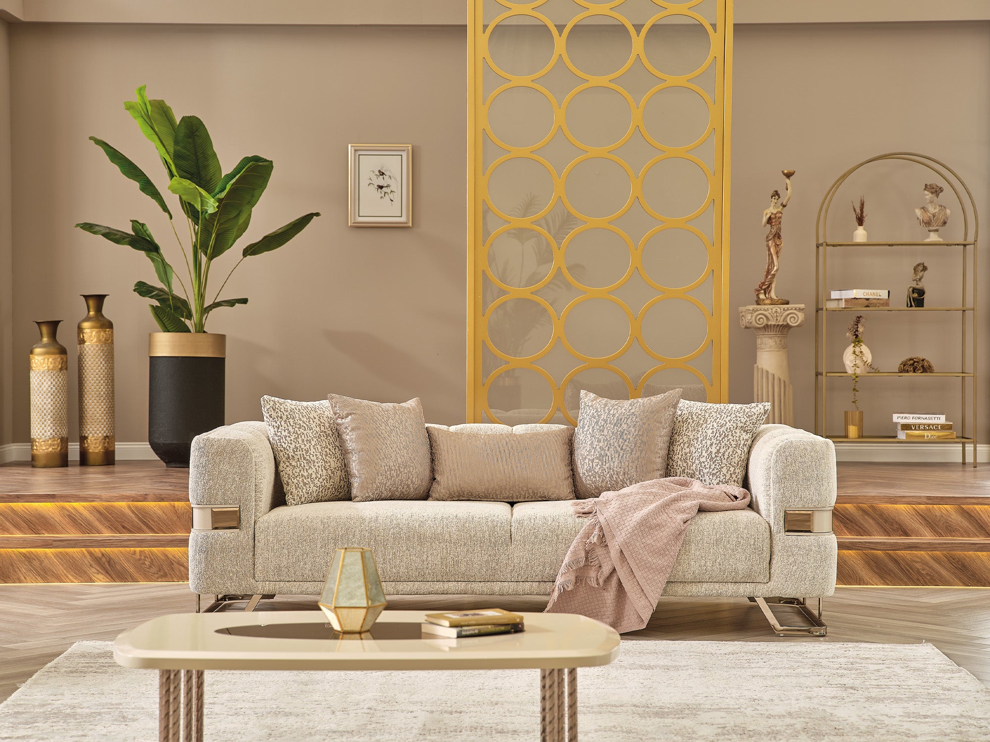 Nova 3-pieces (Sofa & Loveseat & Chair) Livingroom Set Cream