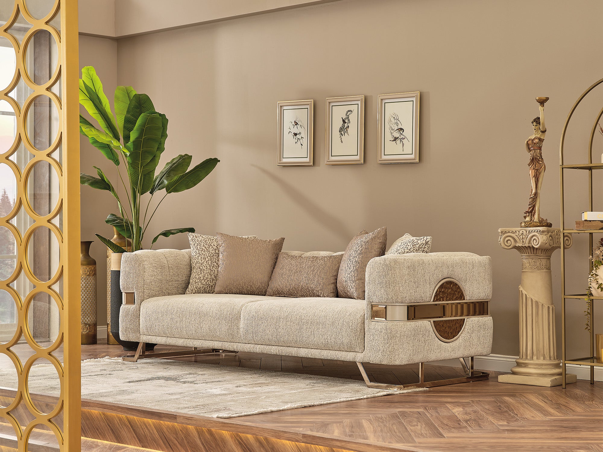 Nova 3-pieces (Sofa & Loveseat & Chair) Livingroom Set Cream