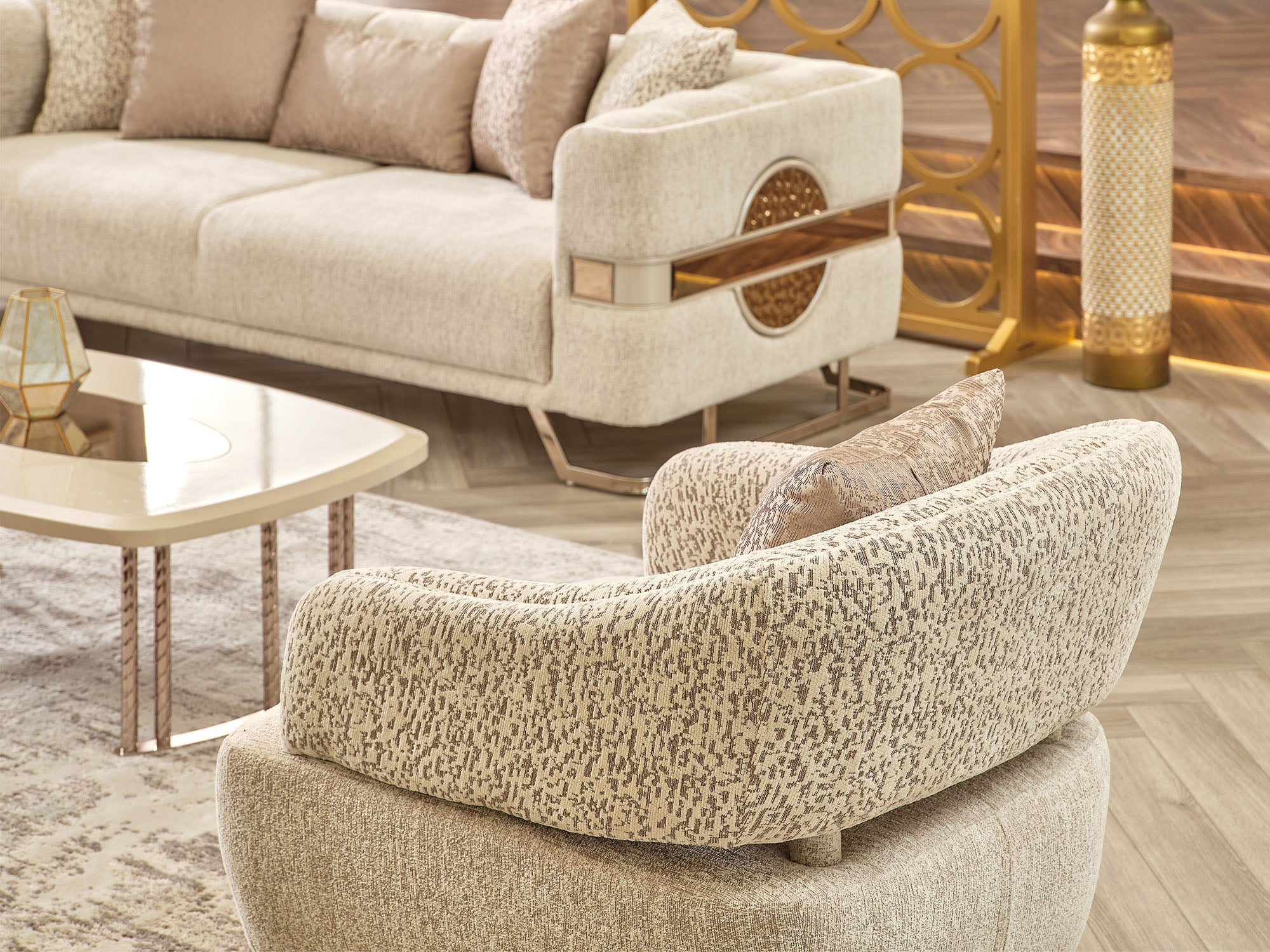 Nova 3-pieces (Sofa & Loveseat & Chair) Livingroom Set Cream