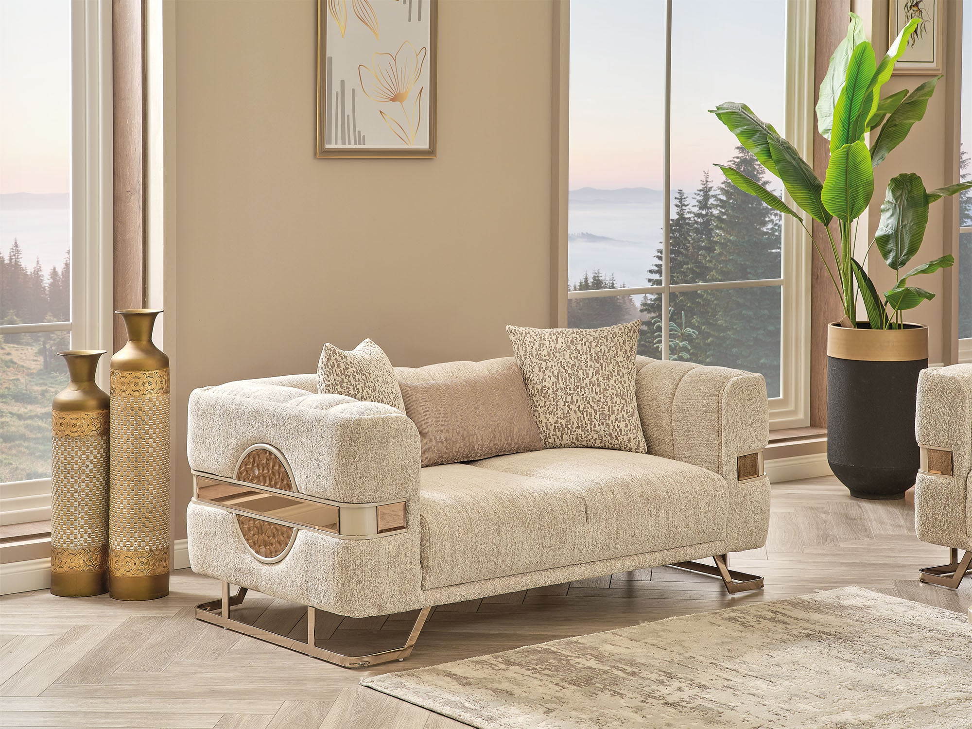 Nova 3-pieces (Sofa & Loveseat & Chair) Livingroom Set Cream
