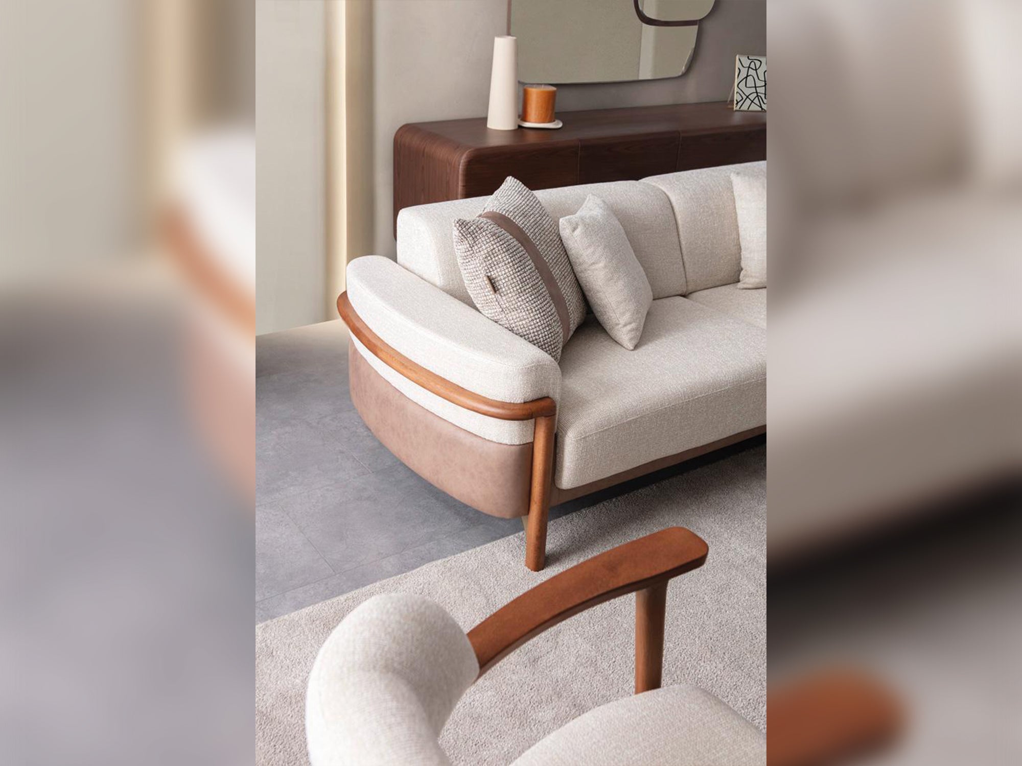 Odin 4-pieces (4 Seater Sofa &  3 Seater Sofa & 2 Chair) Livingroom Set Cream