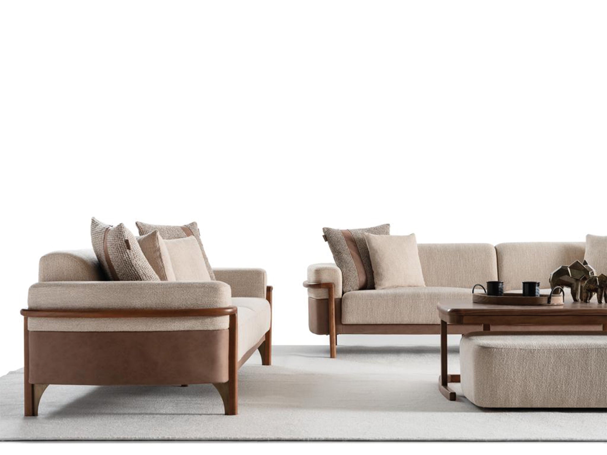 Odin 4-pieces (4 Seater Sofa &  3 Seater Sofa & 2 Chair) Livingroom Set Cream